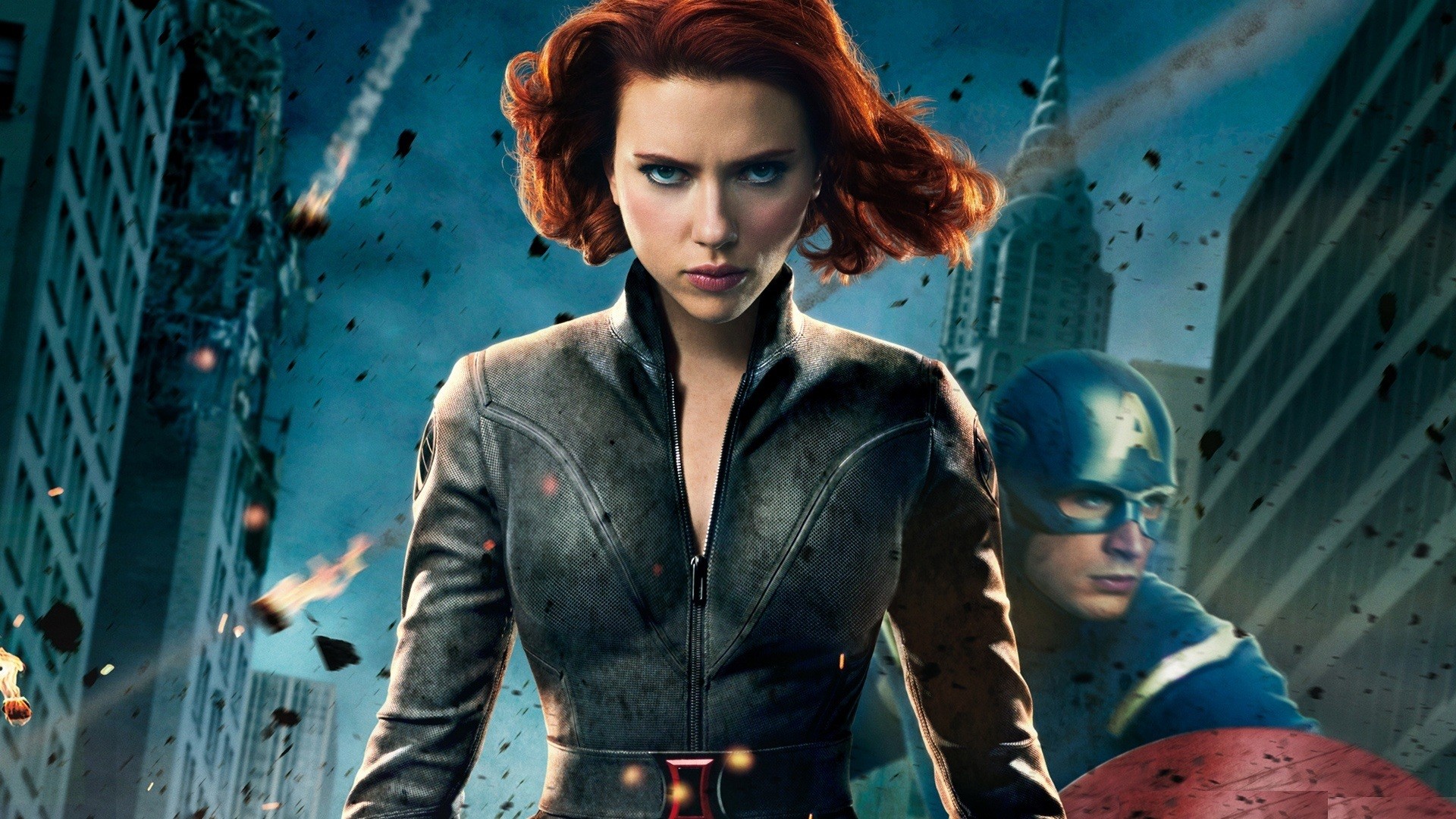 Scarlett Johansson, Captain America, Black Widow, Chris Evans, The Avengers (movie) - desktop wallpaper