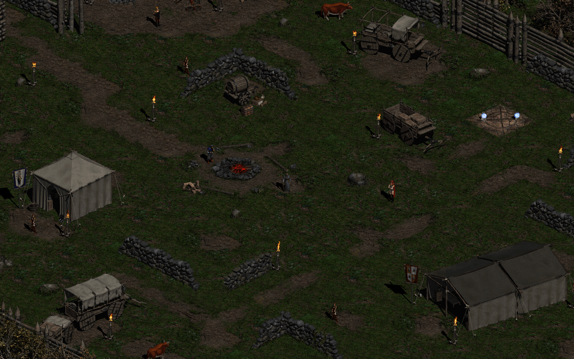 Diablo II, camp, town - desktop wallpaper