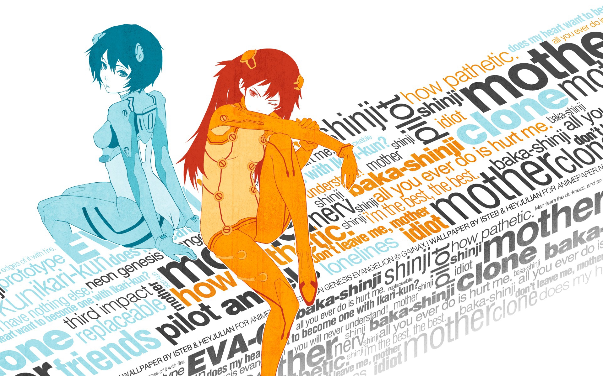 Ayanami Rei, Neon Genesis Evangelion, Asuka Langley Soryu - desktop wallpaper
