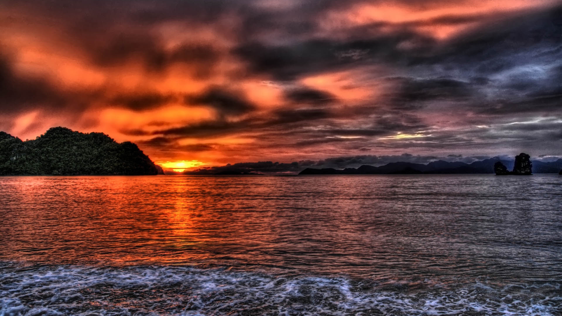sunset, clouds, sea - desktop wallpaper