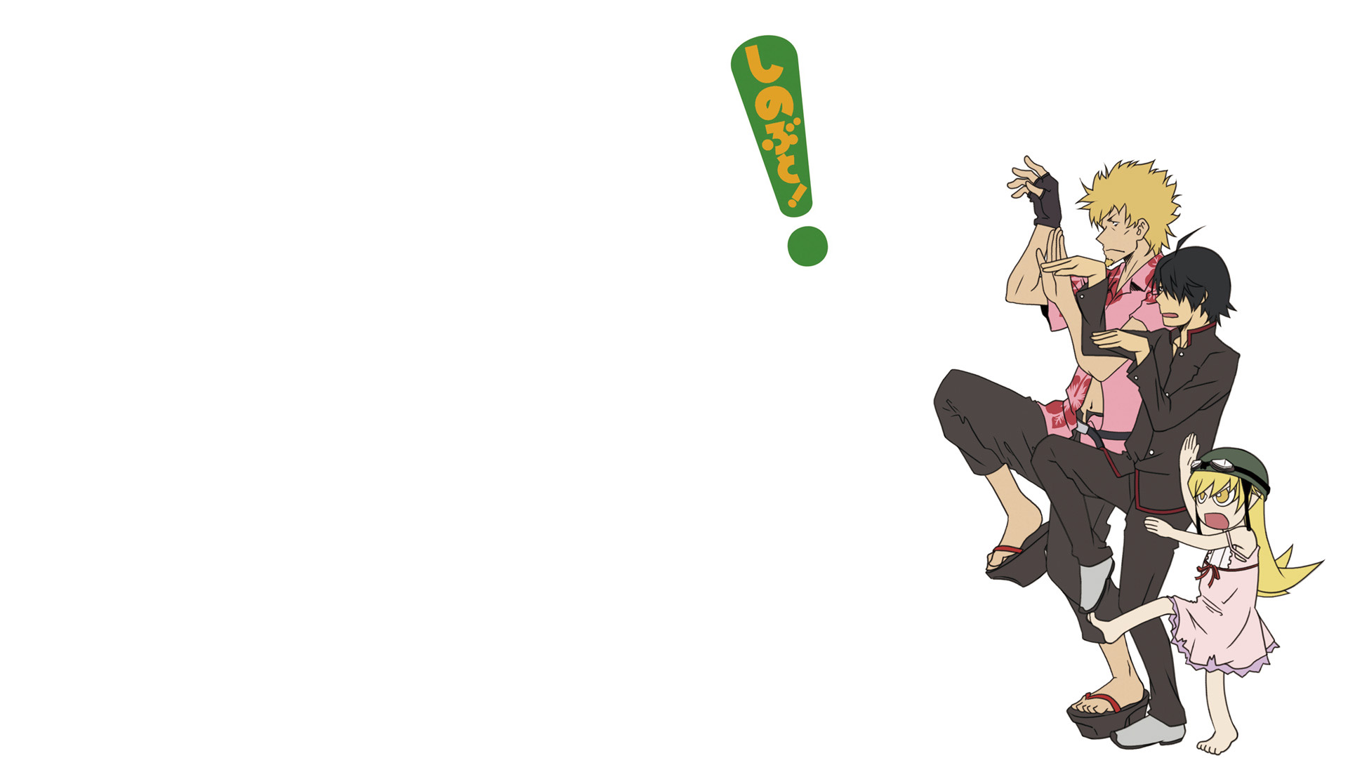 Bakemonogatari, Araragi Koyomi, Oshino Shinobu, simple background, Oshino Meme - desktop wallpaper