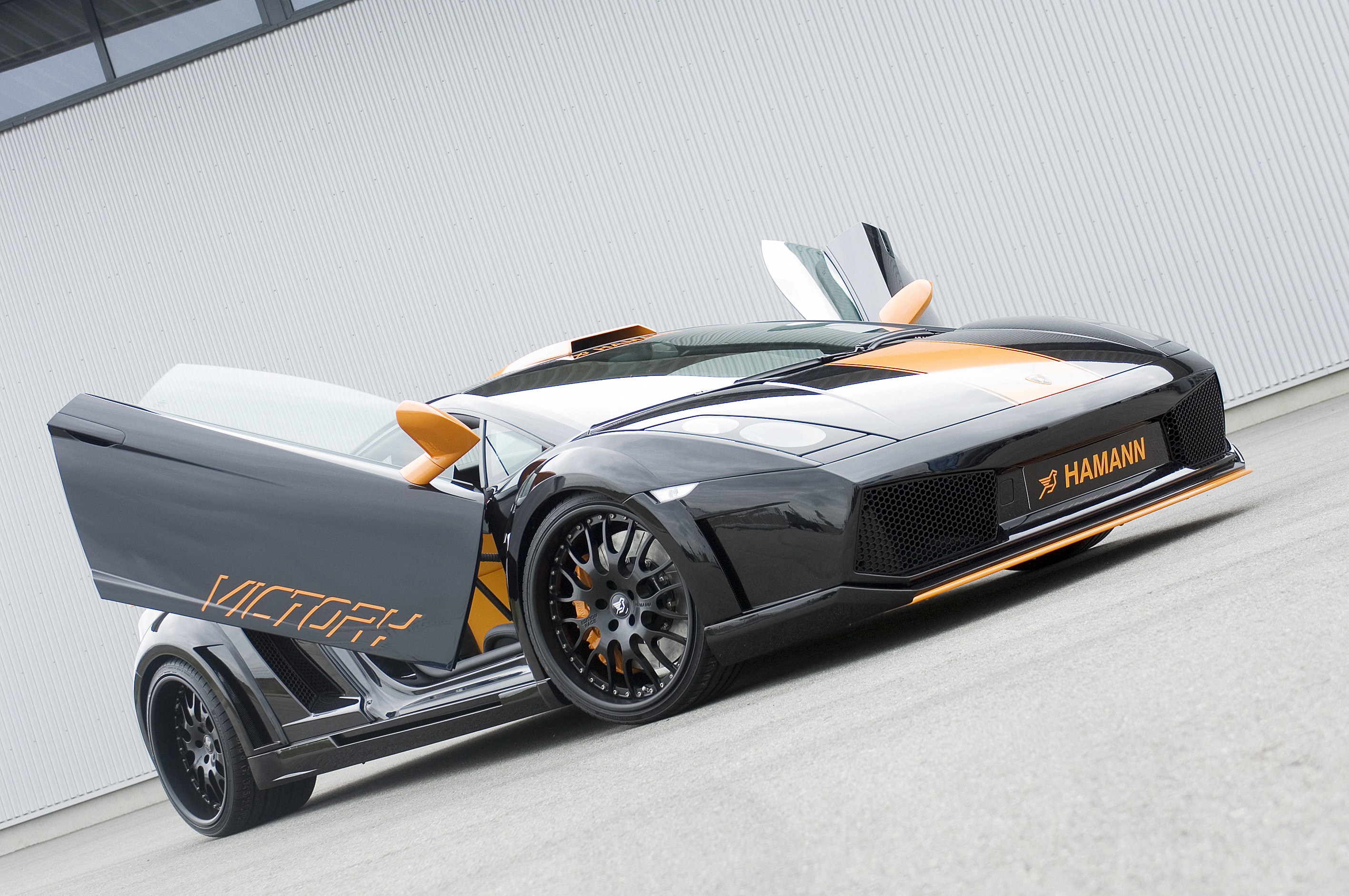 cars, tuning, open doors, low-angle shot, Lamborghini Gallardo LP560-4, Hamann Victory - desktop wallpaper