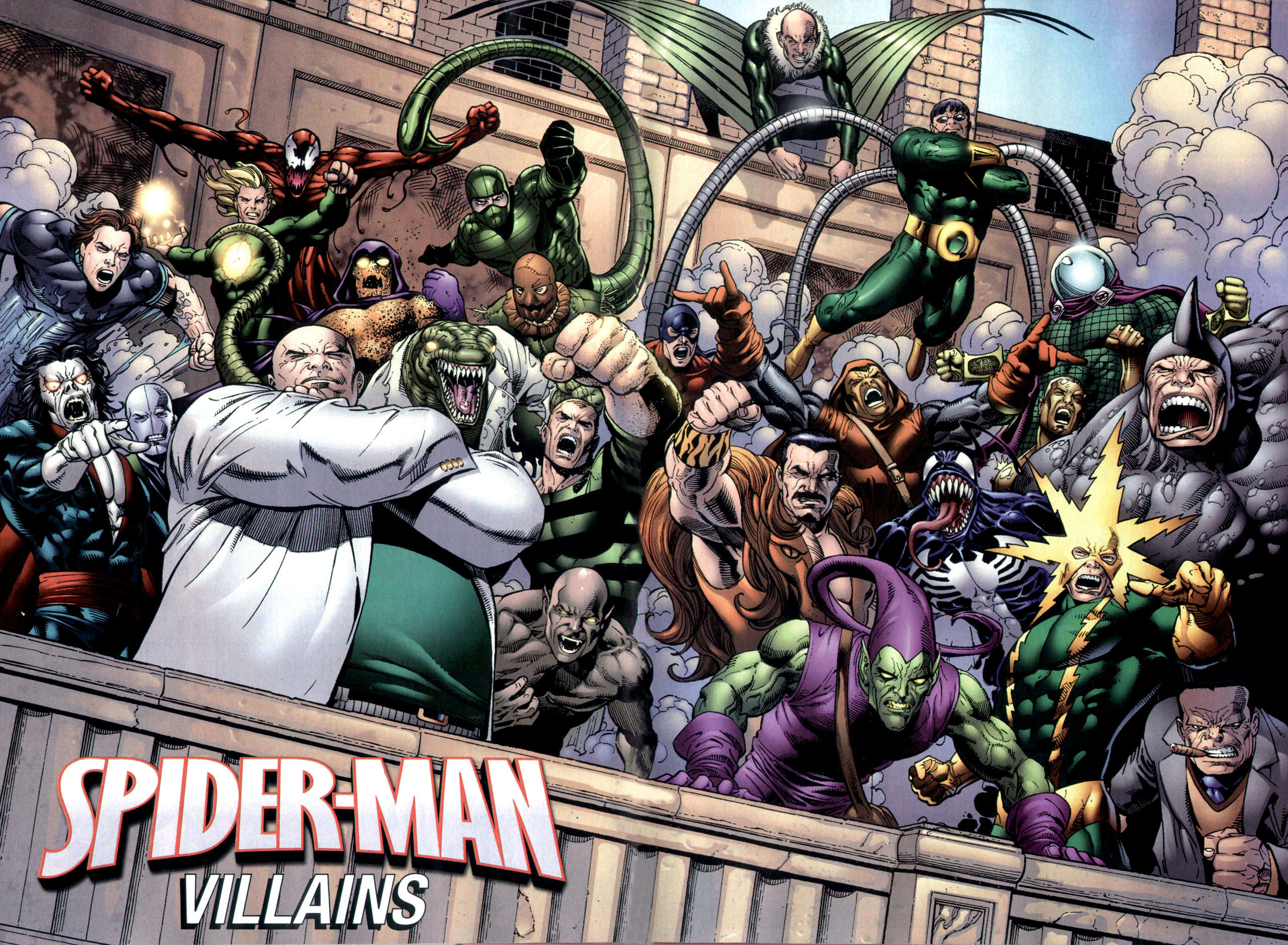 black, comics, Venom, Spider-Man, lizards, Sandman, rhinoceros, Marvel Comics, Doctor Octopus, Green Goblin, Vulture - desktop wallpaper
