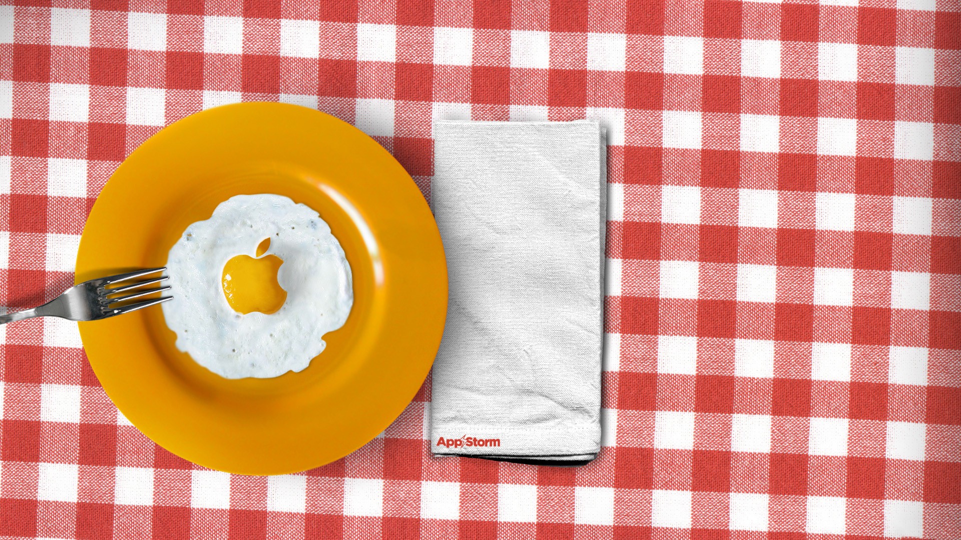 eggs, Apple Inc., logos, forks, fried eggs - desktop wallpaper