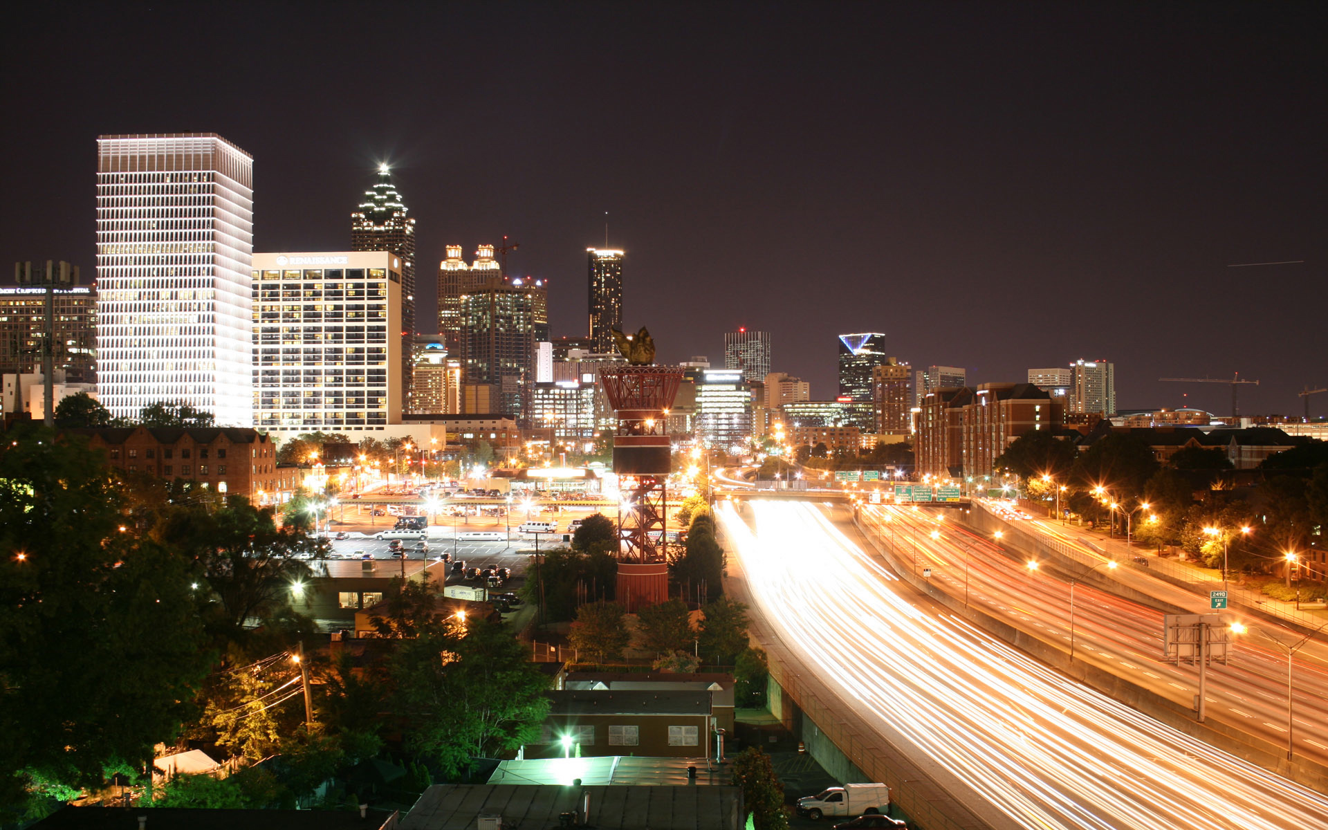 cityscapes, Georgia, buildings, Atlanta, city lights, long exposure, cities - desktop wallpaper