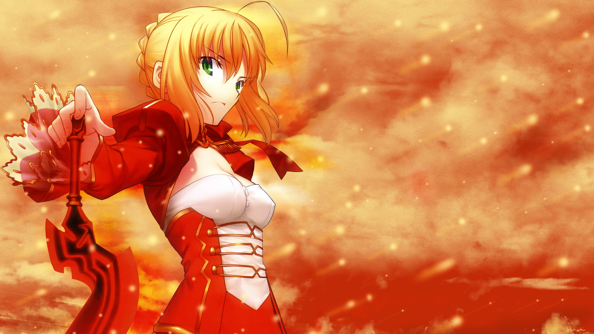 blondes, Fate/Stay Night, green eyes, Saber, Fate/EXTRA, Saber Extra, Fate series - desktop wallpaper