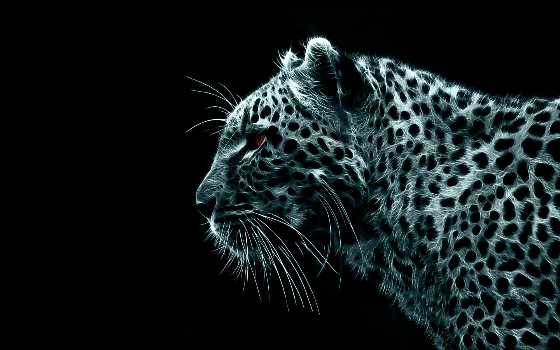 digital, Fractalius, leopards, black background - desktop wallpaper