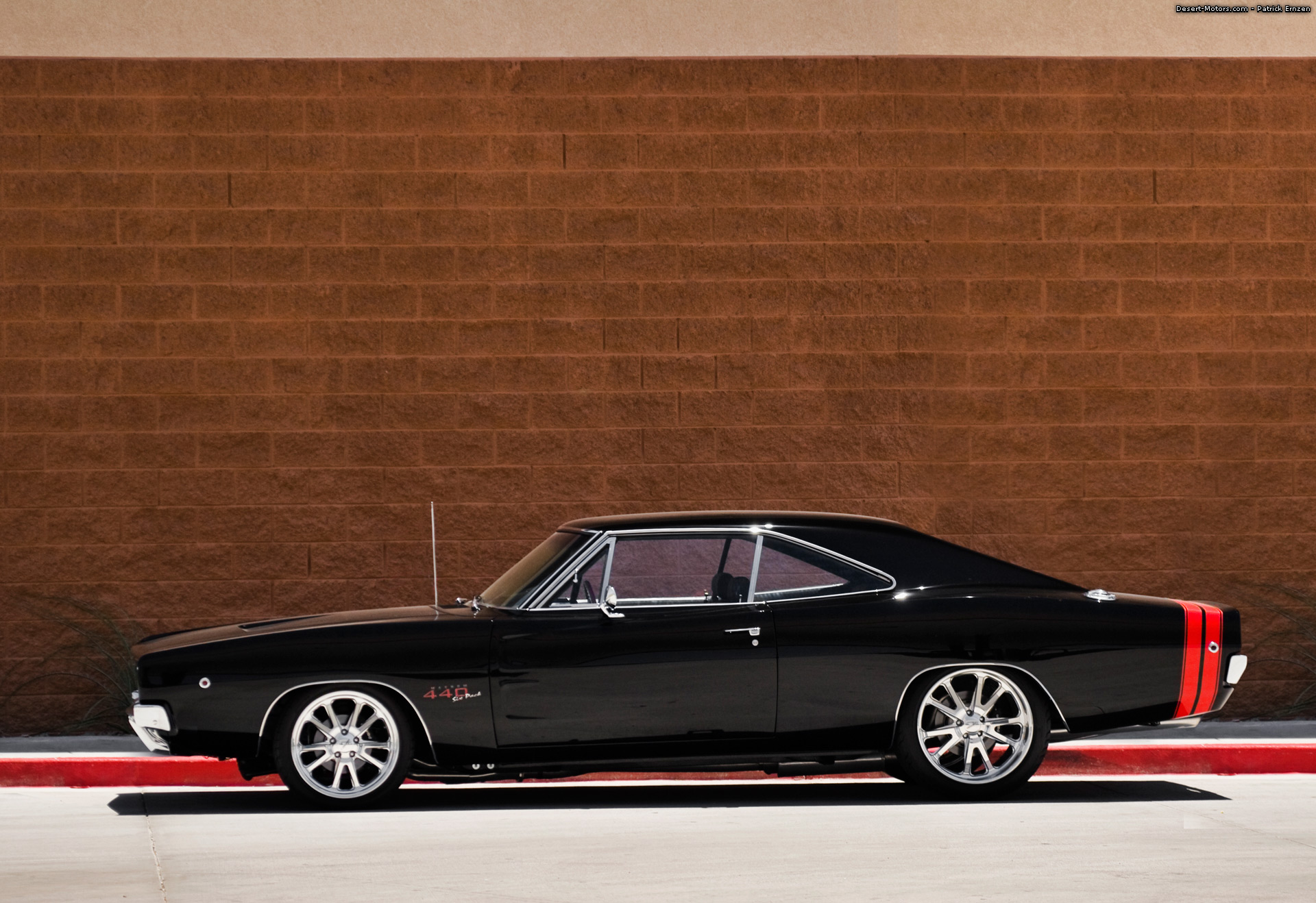 cars, muscle cars, 1969, vehicles, Dodge Charger R/T, brick wall, black cars - desktop wallpaper