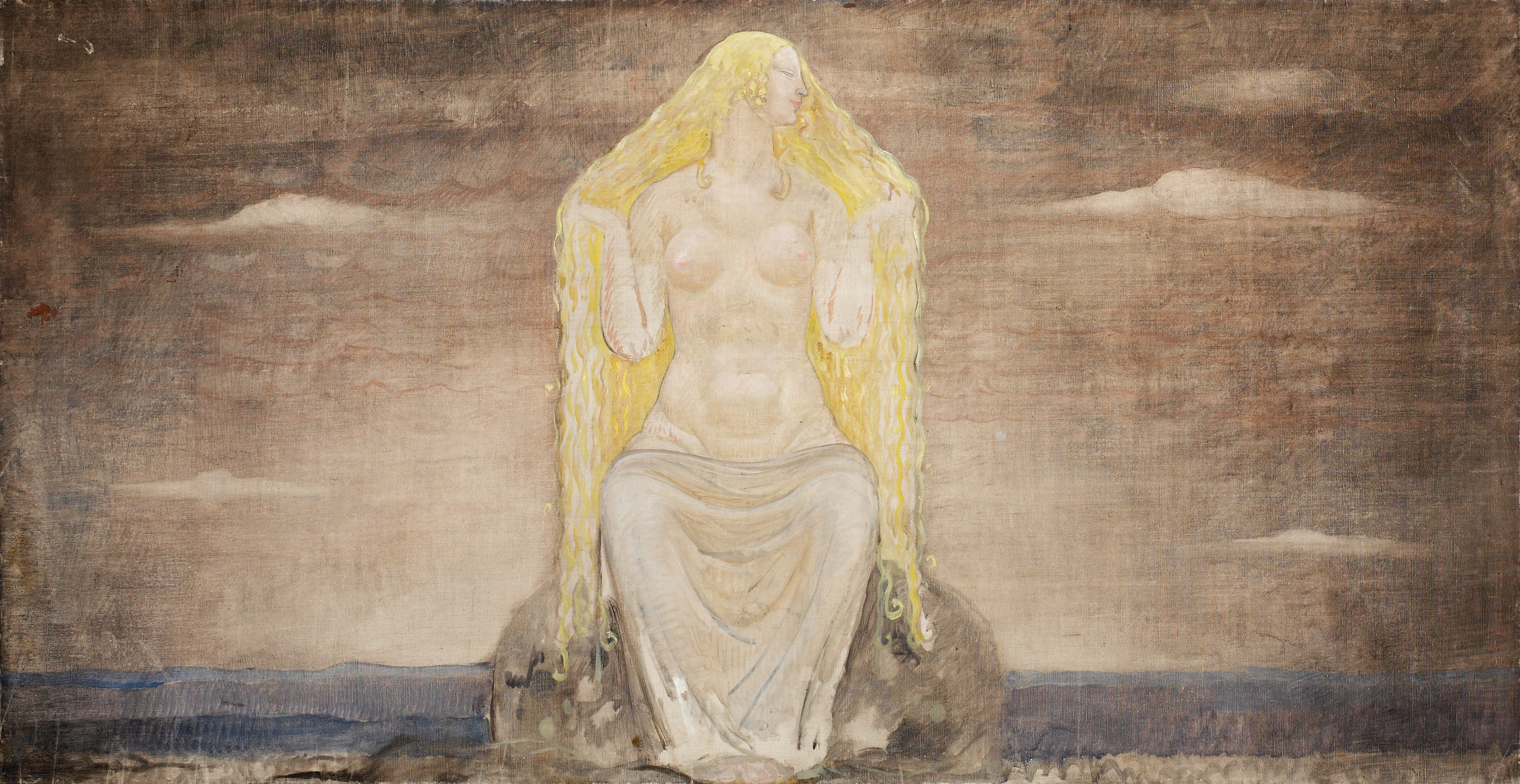 long hair, Freya, Goddess, Norse, John Bauer - desktop wallpaper