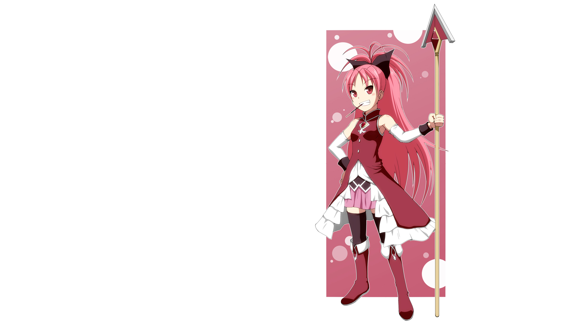pink hair, Pocky, Mahou Shoujo Madoka Magica, Sakura Kyouko, anime, spears, anime girls - desktop wallpaper