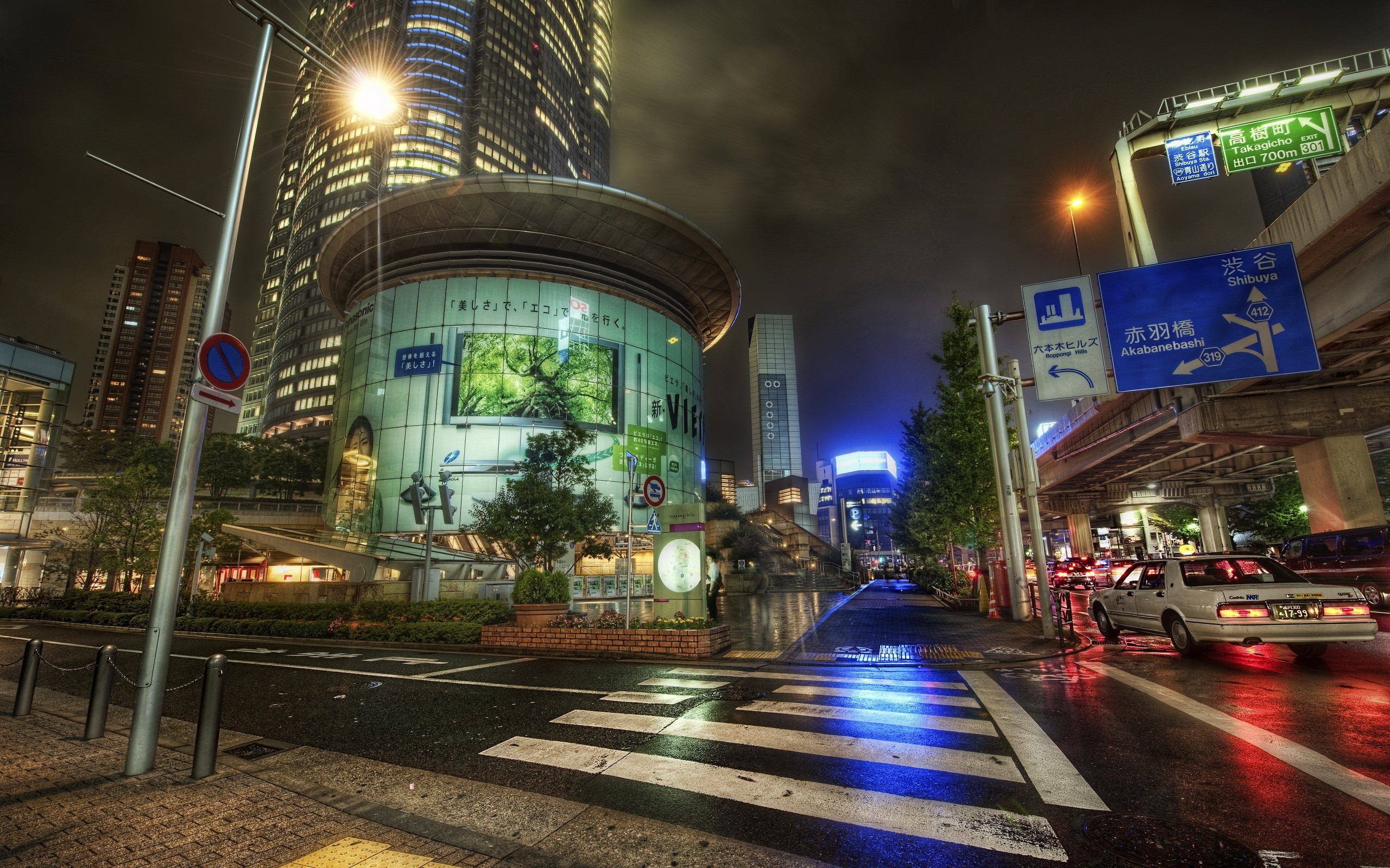 Japan, Tokyo, cityscapes, night, lights, cars, roads, Roppongi, Roppongi Hills - desktop wallpaper