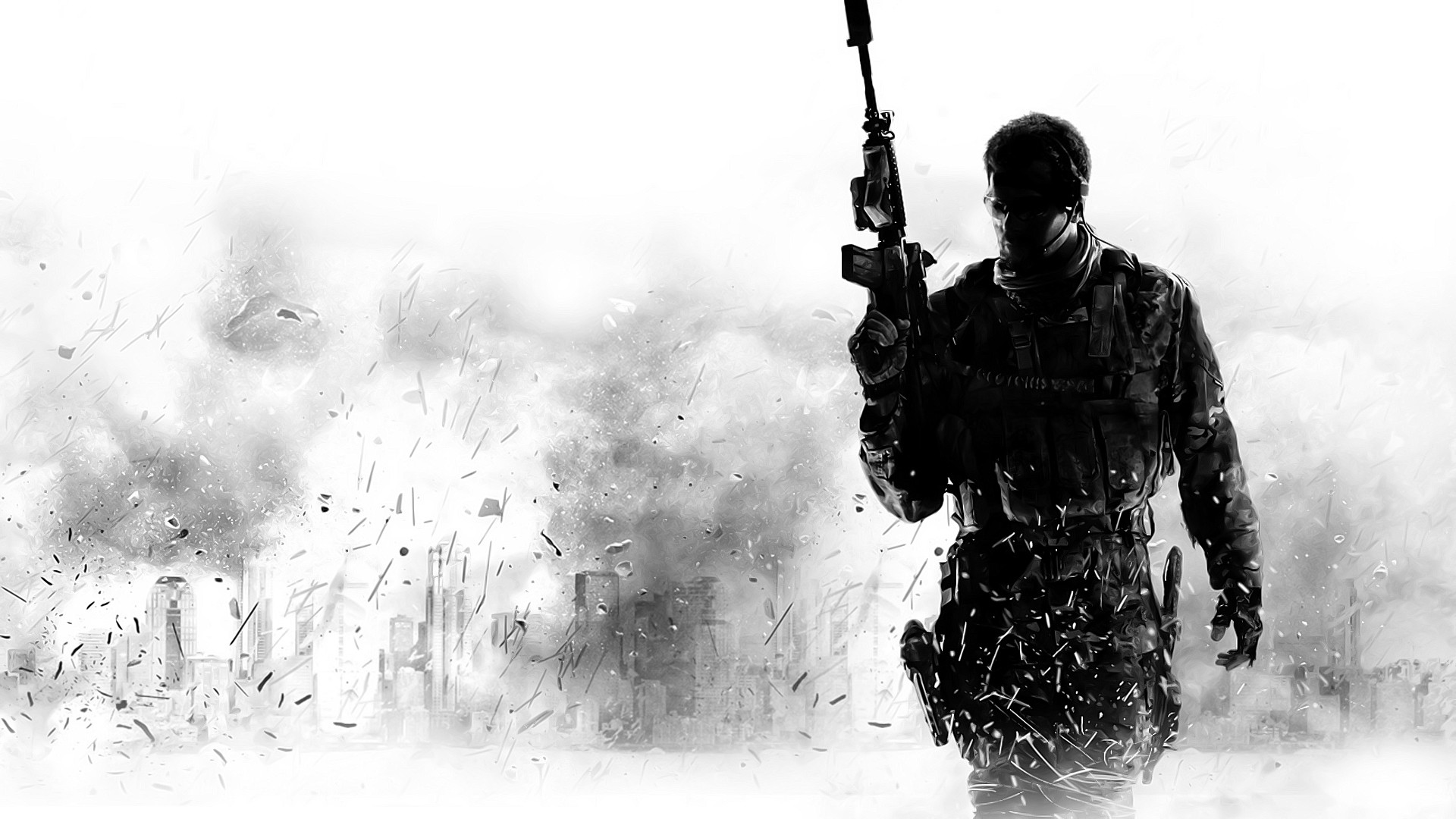 video games, guns, Call of Duty, monochrome, greyscale, Call of Duty: Modern Warfare 3 - desktop wallpaper