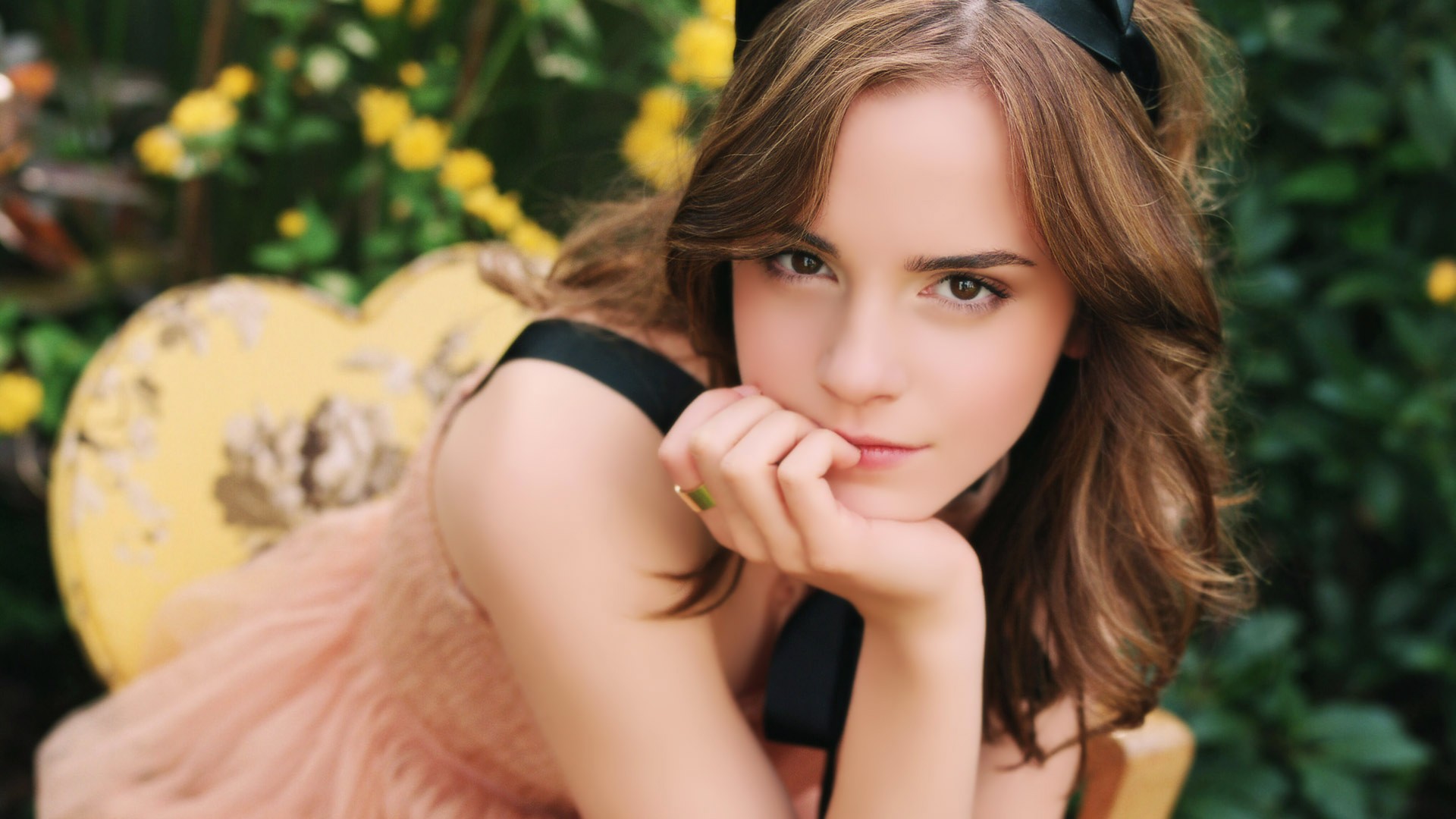 brunettes, women, Emma Watson, actress, rings, brown eyes, faces - desktop wallpaper