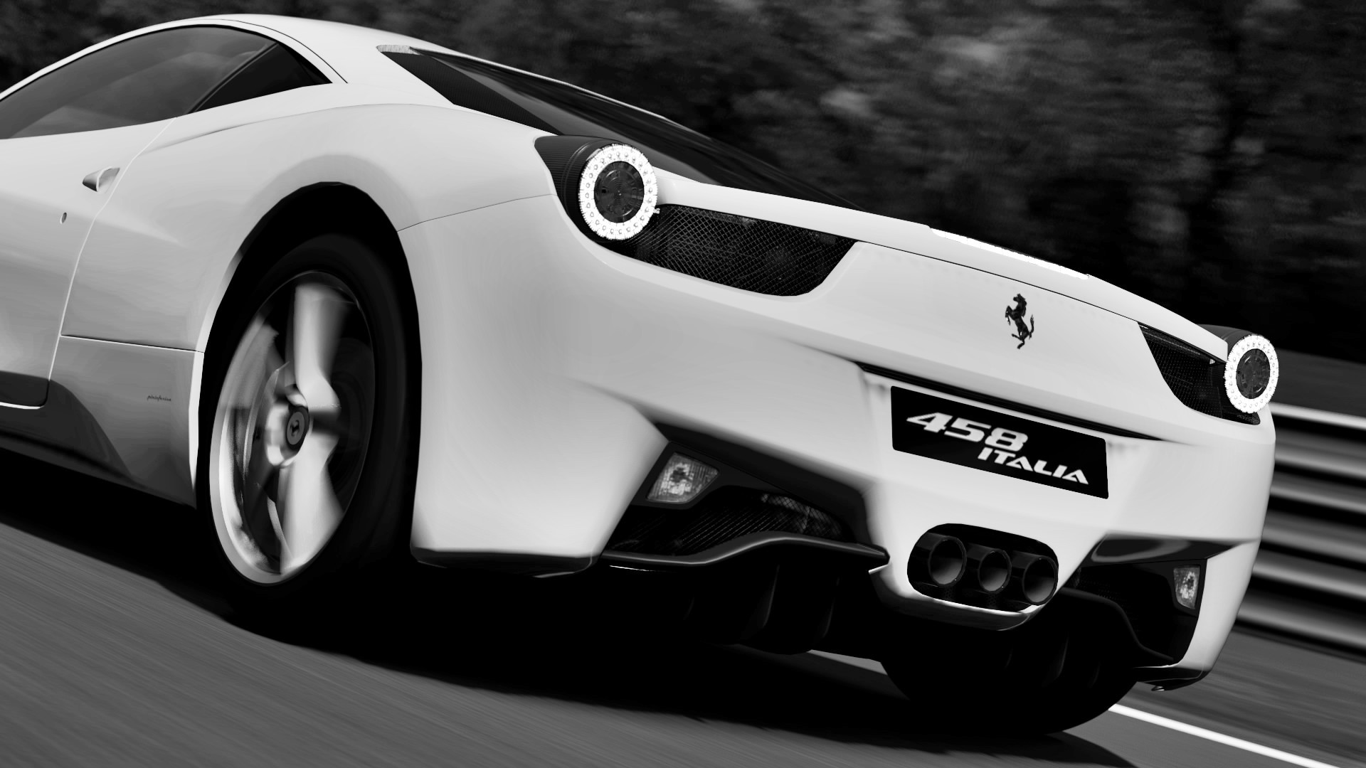 cars, Ferrari, grayscale, Gran Turismo, monochrome, vehicles, Ferrari 458 Italia, Gran Turismo 5 - desktop wallpaper