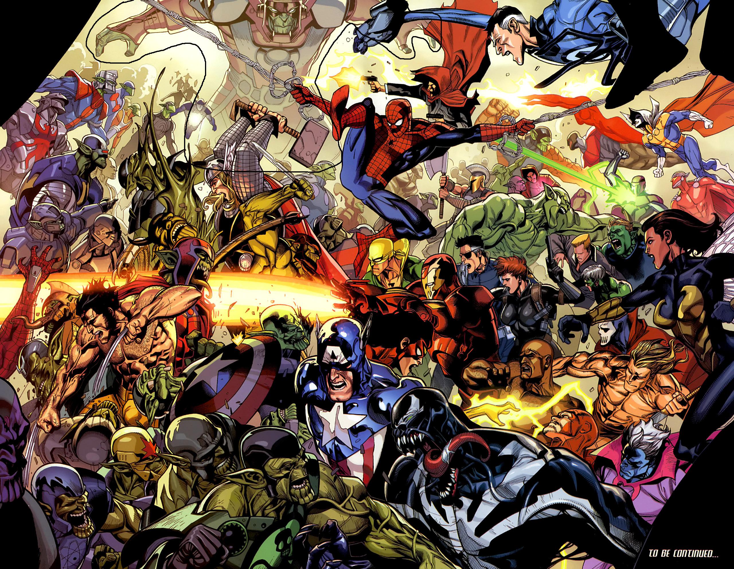 Iron Man, comics, Venom, Thor, Spider-Man, Captain America, Wolverine, books, Marvel Comics, Mr. Fantastic, skrulls - desktop wallpaper