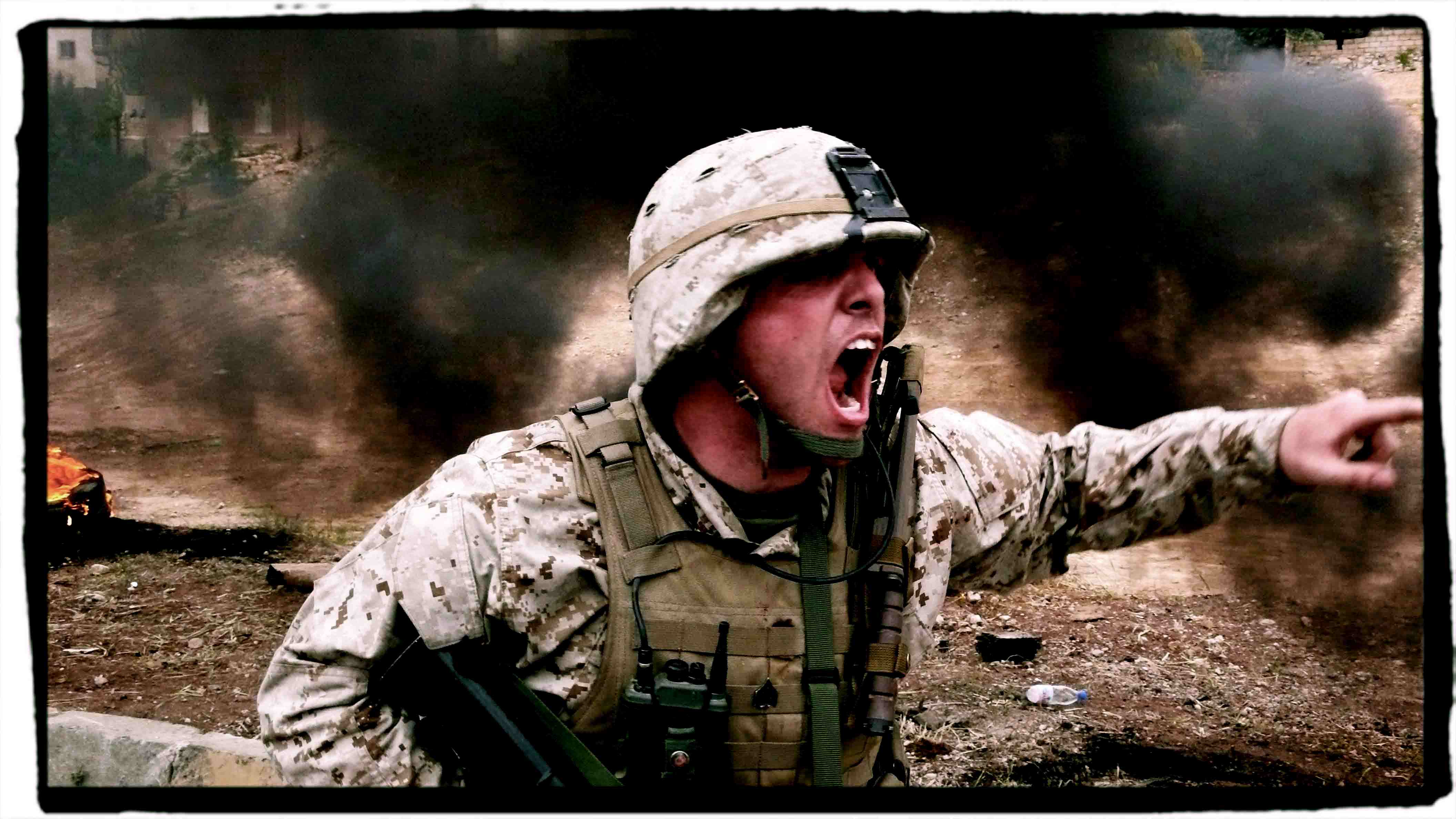 army, military, explosions, men, USA, USMC, infantry - desktop wallpaper