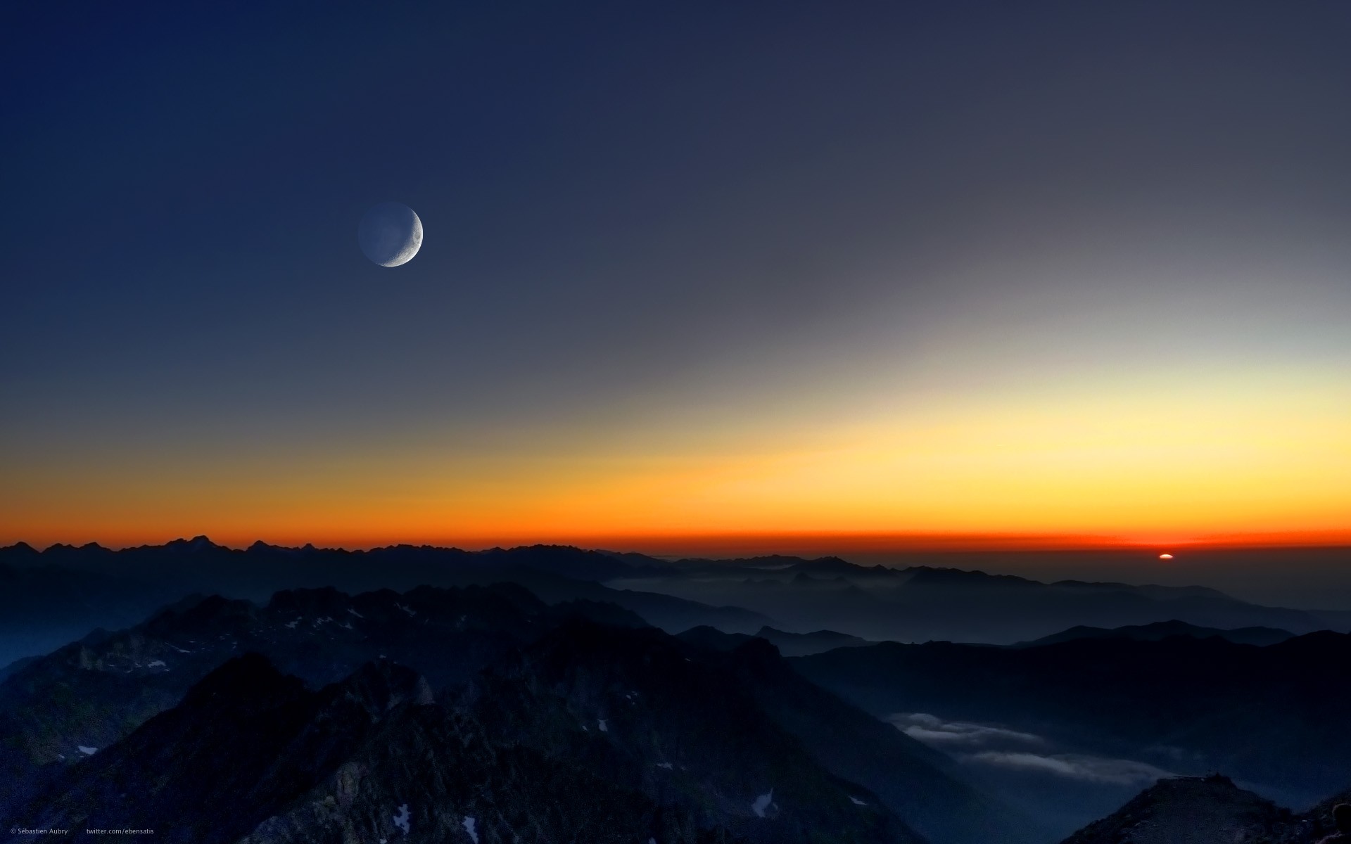 sunset, landscapes, horizon, Moon - desktop wallpaper