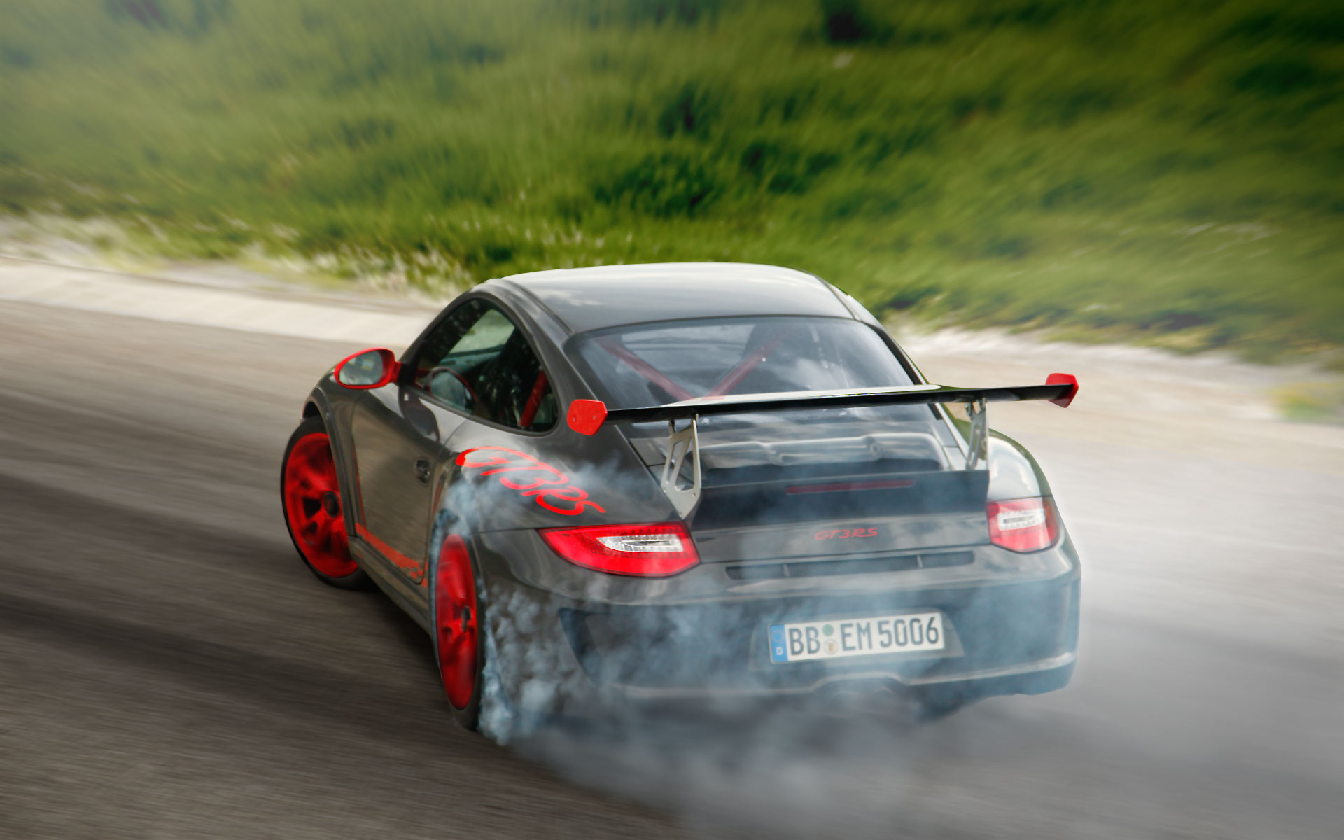 cars, drifting cars, vehicles, Porsche 911 GT3, Porsche 911 GT3 RS, drift, rear angle view - desktop wallpaper