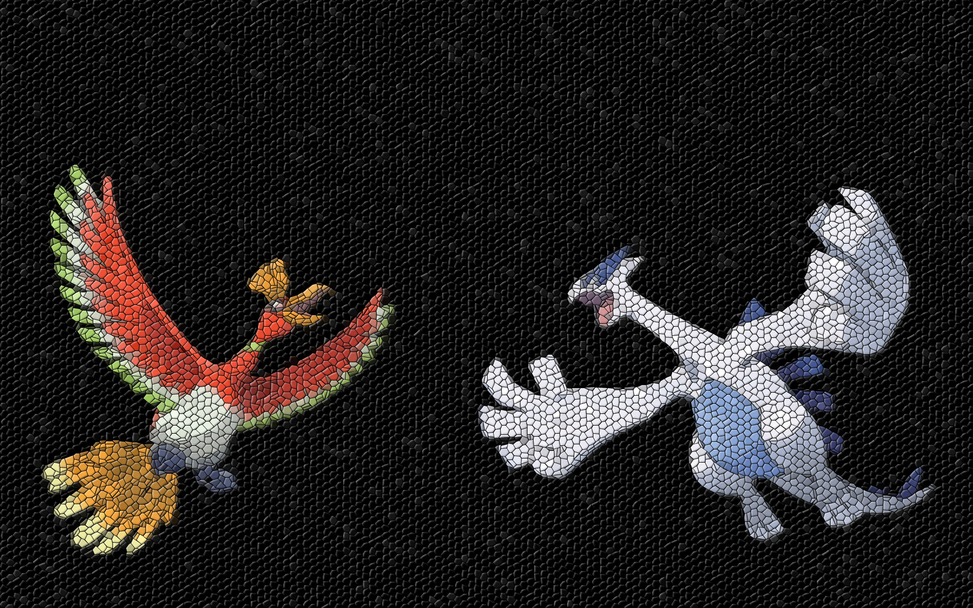 Pokemon, mosaic, Lugia, Ho-oh - desktop wallpaper