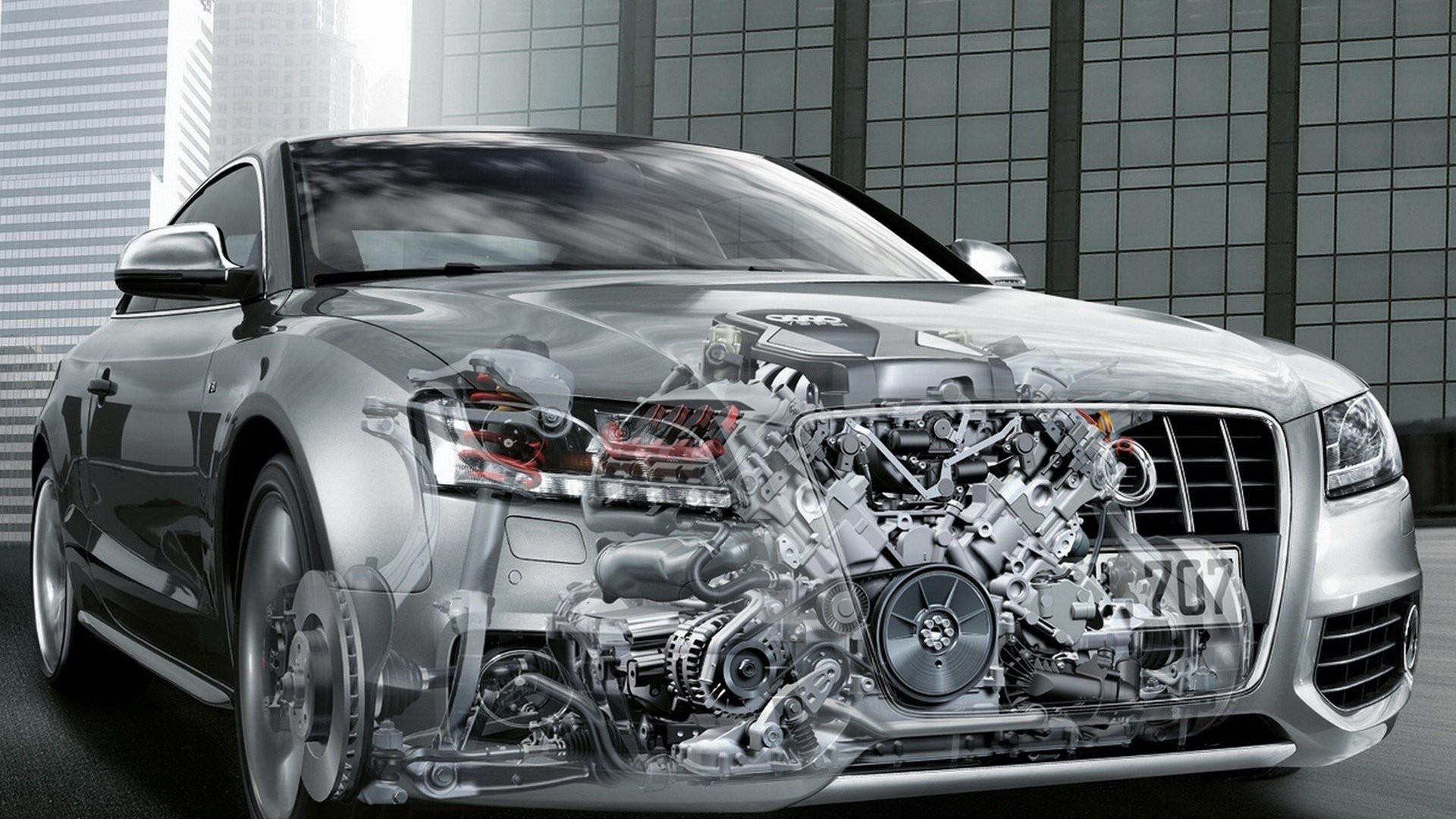 engines, Audi, transparent, motor, X-Ray, Audi A5 - desktop wallpaper