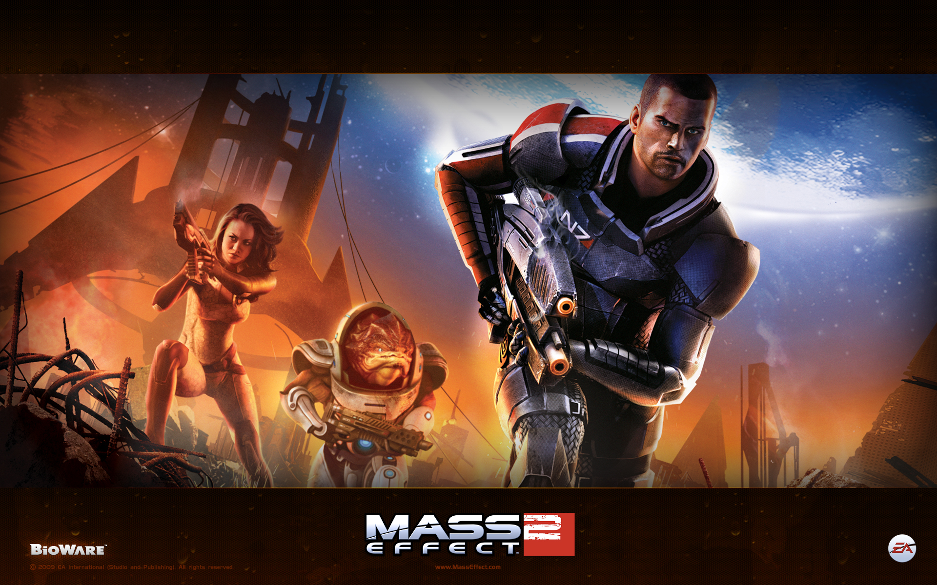 Mass Effect, Miranda Lawson, Commander Shepard, Grunt (Mass Effect) - desktop wallpaper