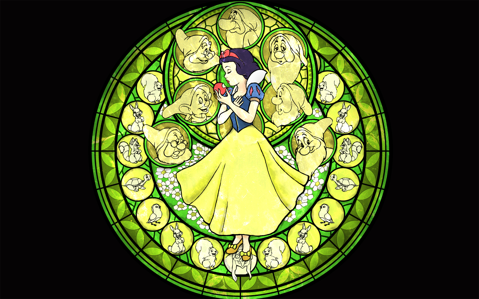 Kingdom Hearts, Snow White, stained glass - desktop wallpaper