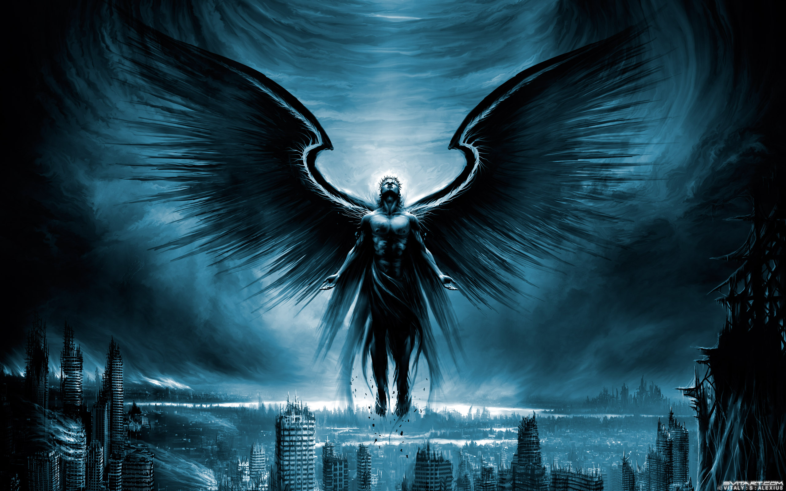 wings, apocalypse, fantasy art, artwork, Dark Angels, Vitaly S Alexius, Sylosis - desktop wallpaper