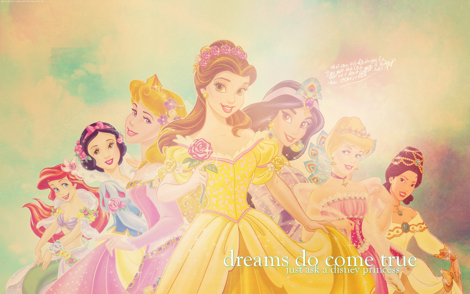 Disney Company, princess, Snow White, Mulan, The Little Mermaid, Aladdin, Sleeping Beauty, Beauty And The Beast, Disney Princesses, Belle (Disney) - desktop wallpaper
