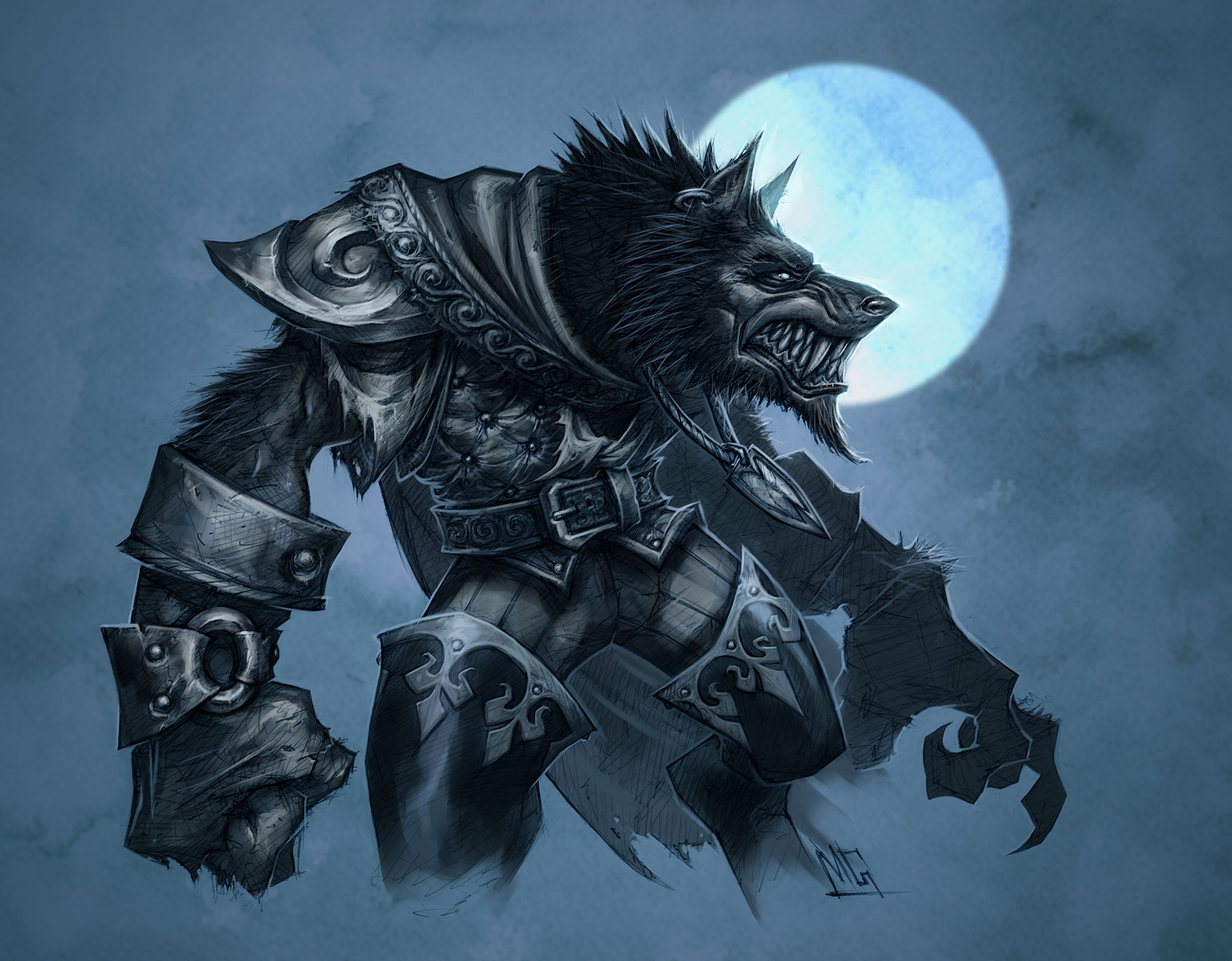 fantasy art, werewolves - desktop wallpaper