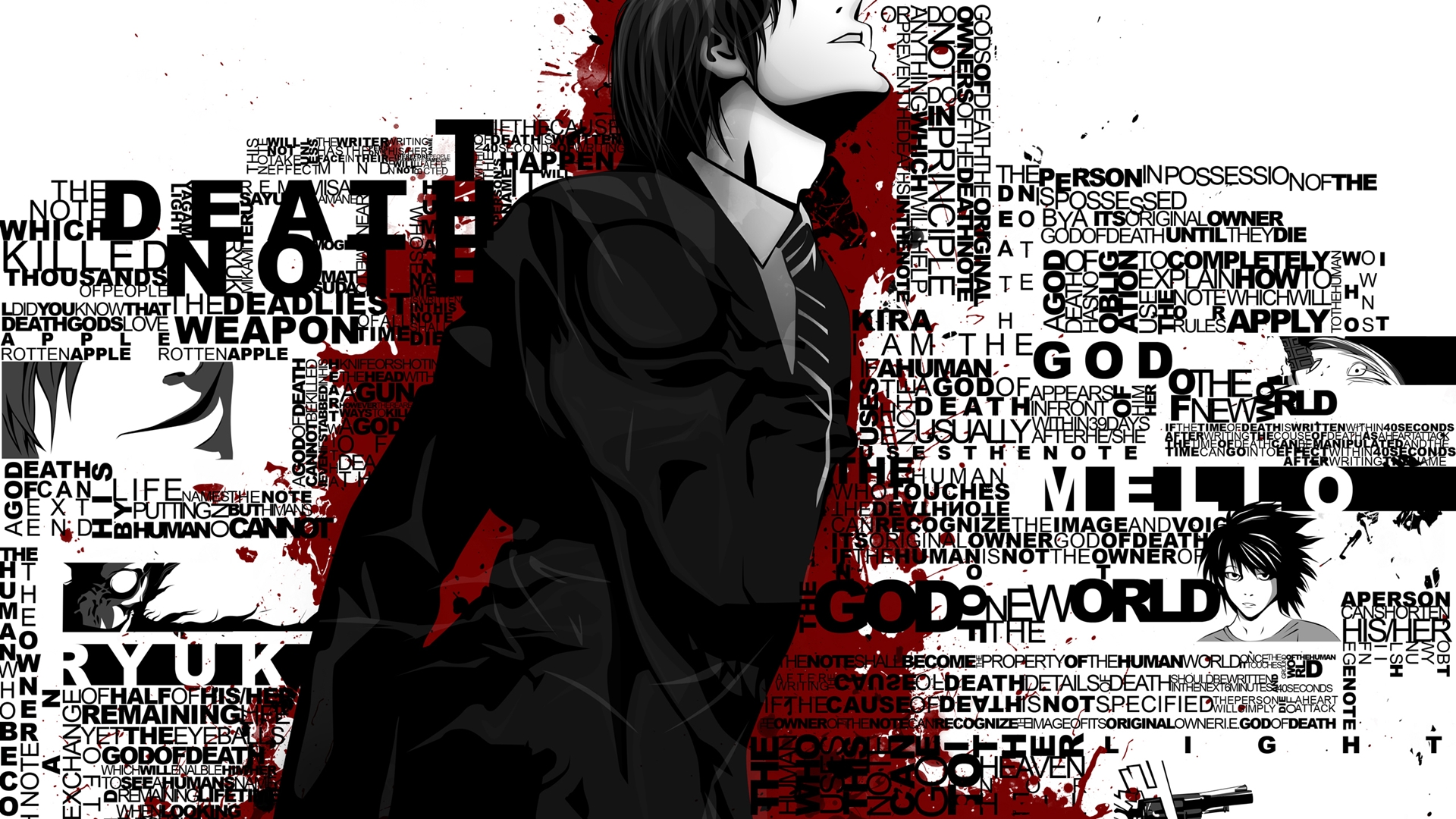 Death Note, typography, Yagami Light - desktop wallpaper