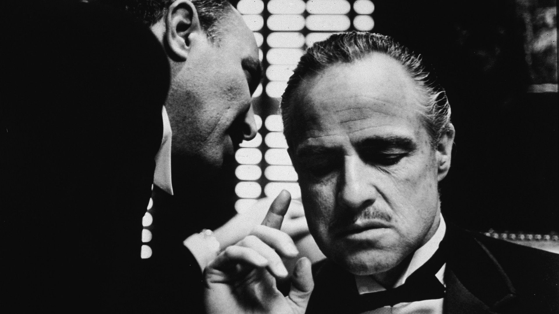 movies, The Godfather, monochrome, Vito Corleone, Marlon Brando, movie stills - desktop wallpaper