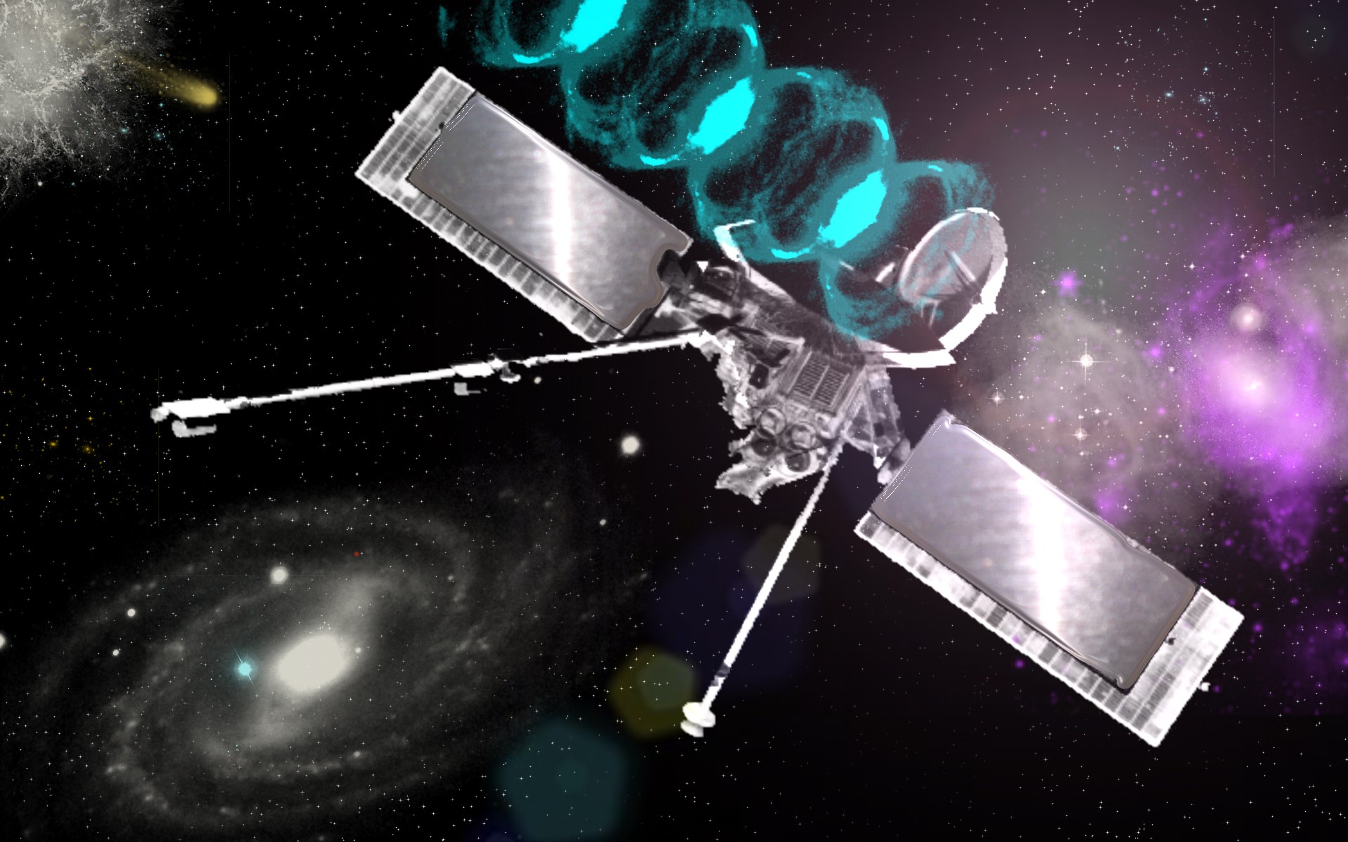 outer space, galaxies, satellite - desktop wallpaper