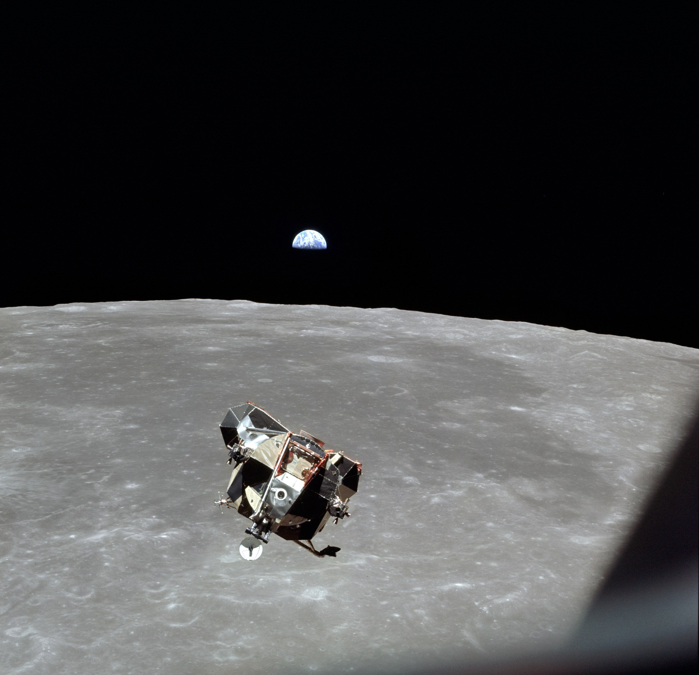 Moon, Earth, earthrise, luna, spaceships, vehicles, Apollo 11, Lunar Lander - desktop wallpaper