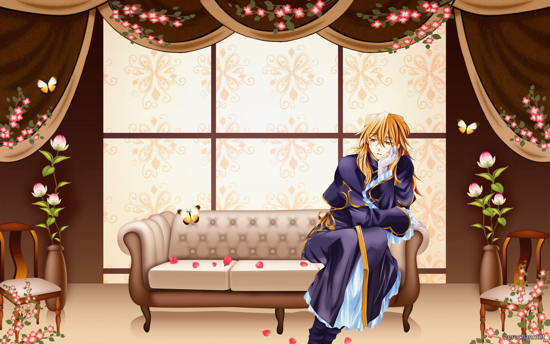 blondes, couch, indoors, Pandora Hearts, anime, Vincent Nightray - desktop wallpaper
