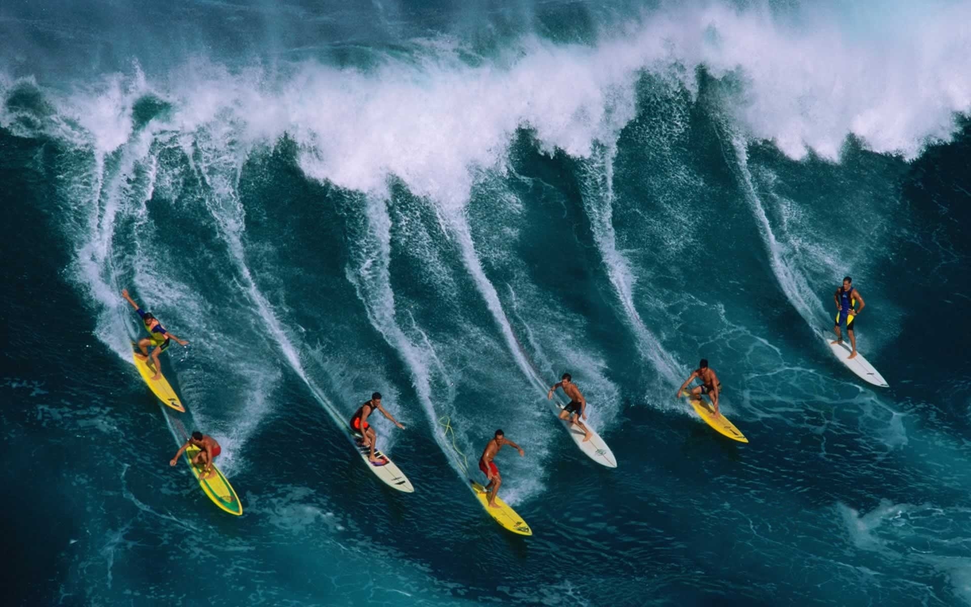 water, waves, surfers - desktop wallpaper