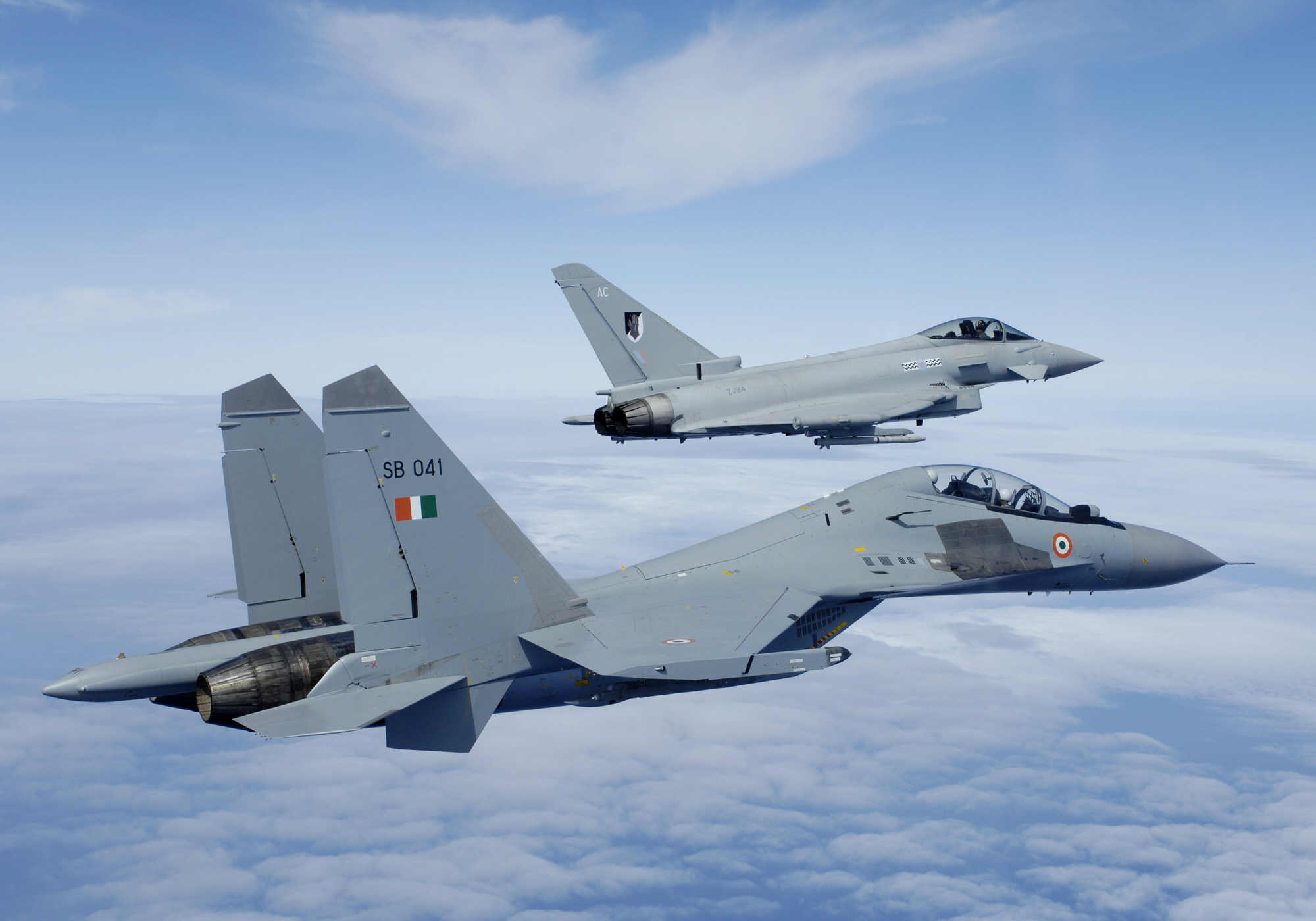 aircraft, military, Eurofighter Typhoon, planes, vehicles, Sukhoi, Indian Air Force, Su-30MKI - desktop wallpaper