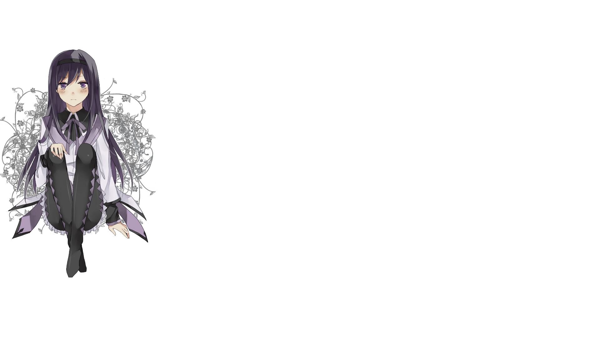purple hair, tights, Mahou Shoujo Madoka Magica, anime, Akemi Homura, purple eyes, simple background, anime girls - desktop wallpaper