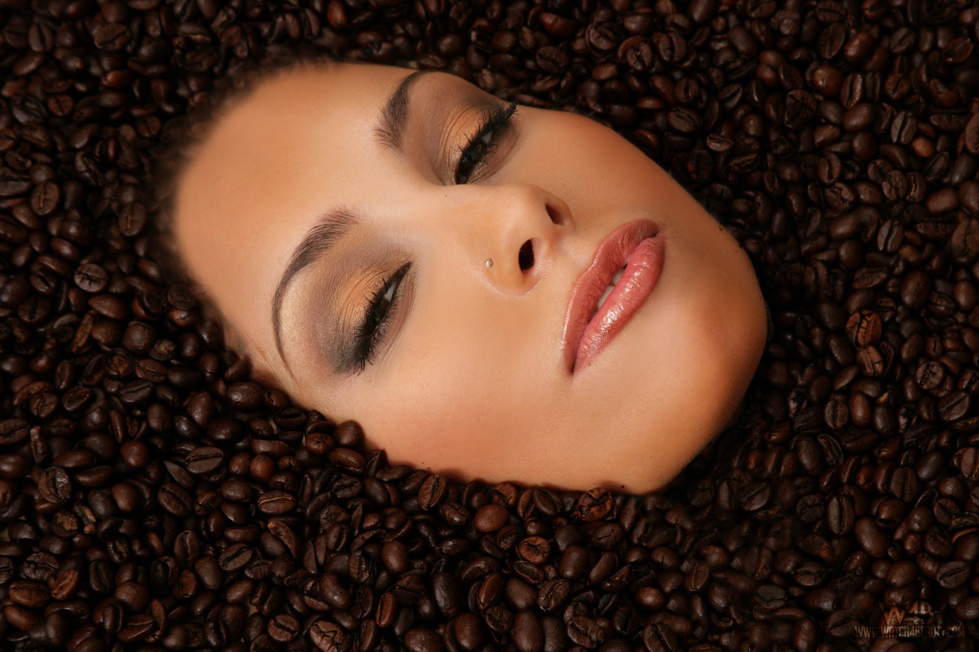 women, coffee, coffee beans, faces - desktop wallpaper
