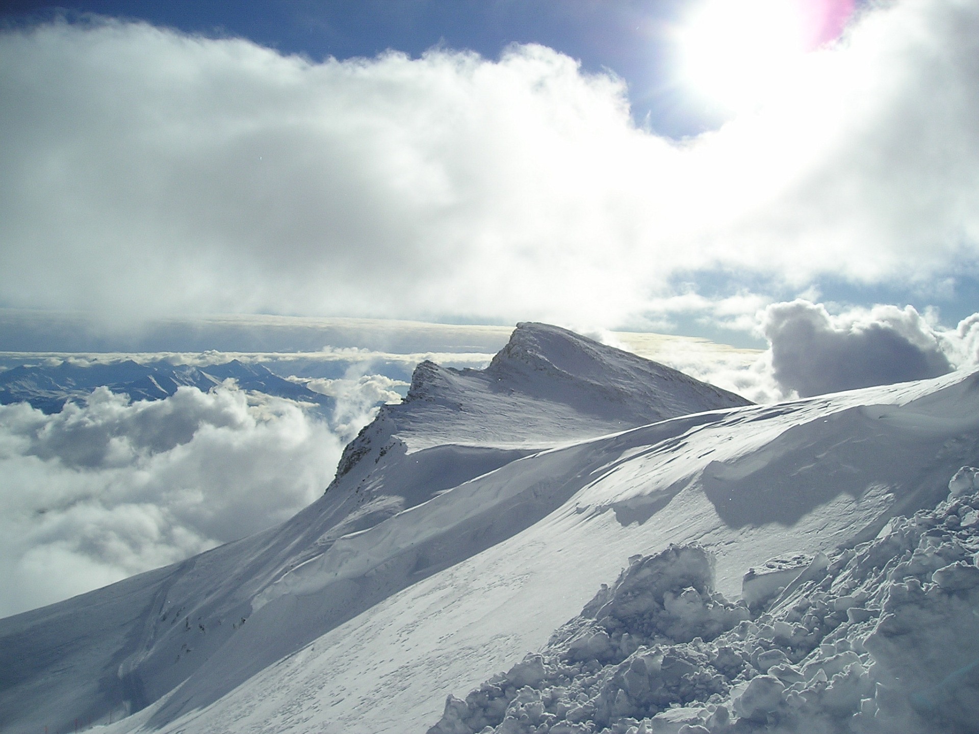 mountains, clouds, nature, snow - desktop wallpaper