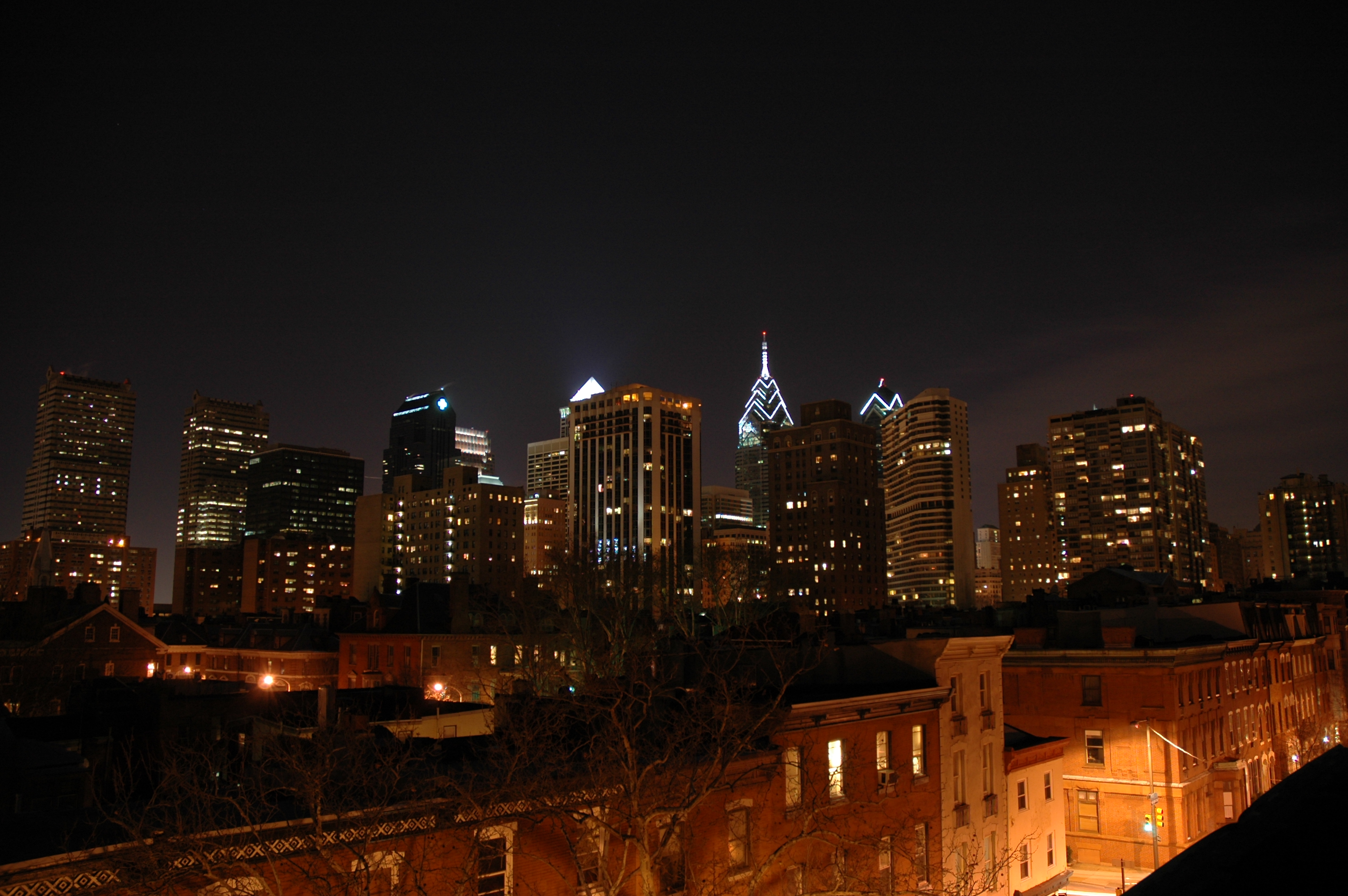 night, Philadelphia, city skyline, cities - desktop wallpaper