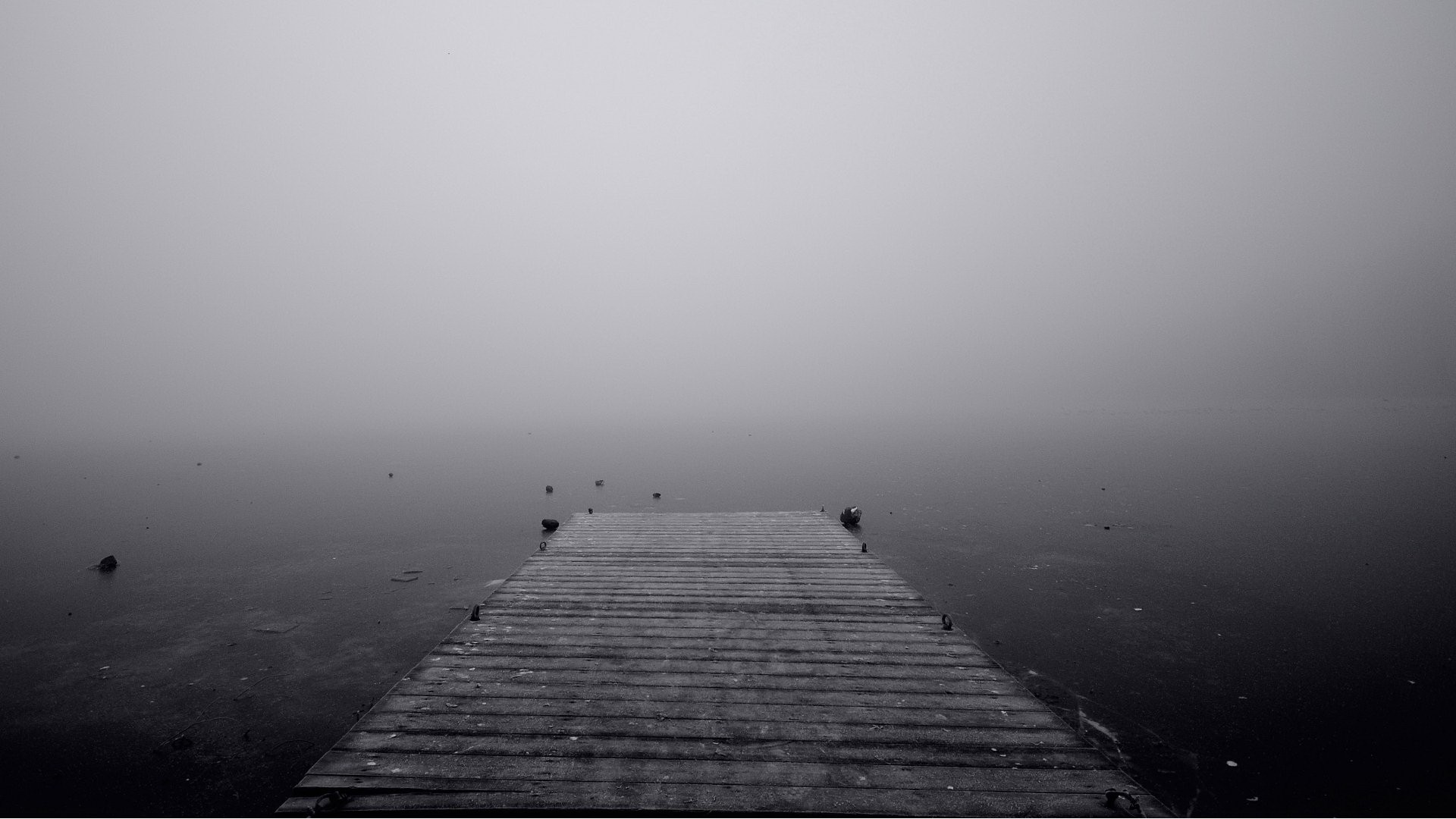 dock, fog, piers - desktop wallpaper