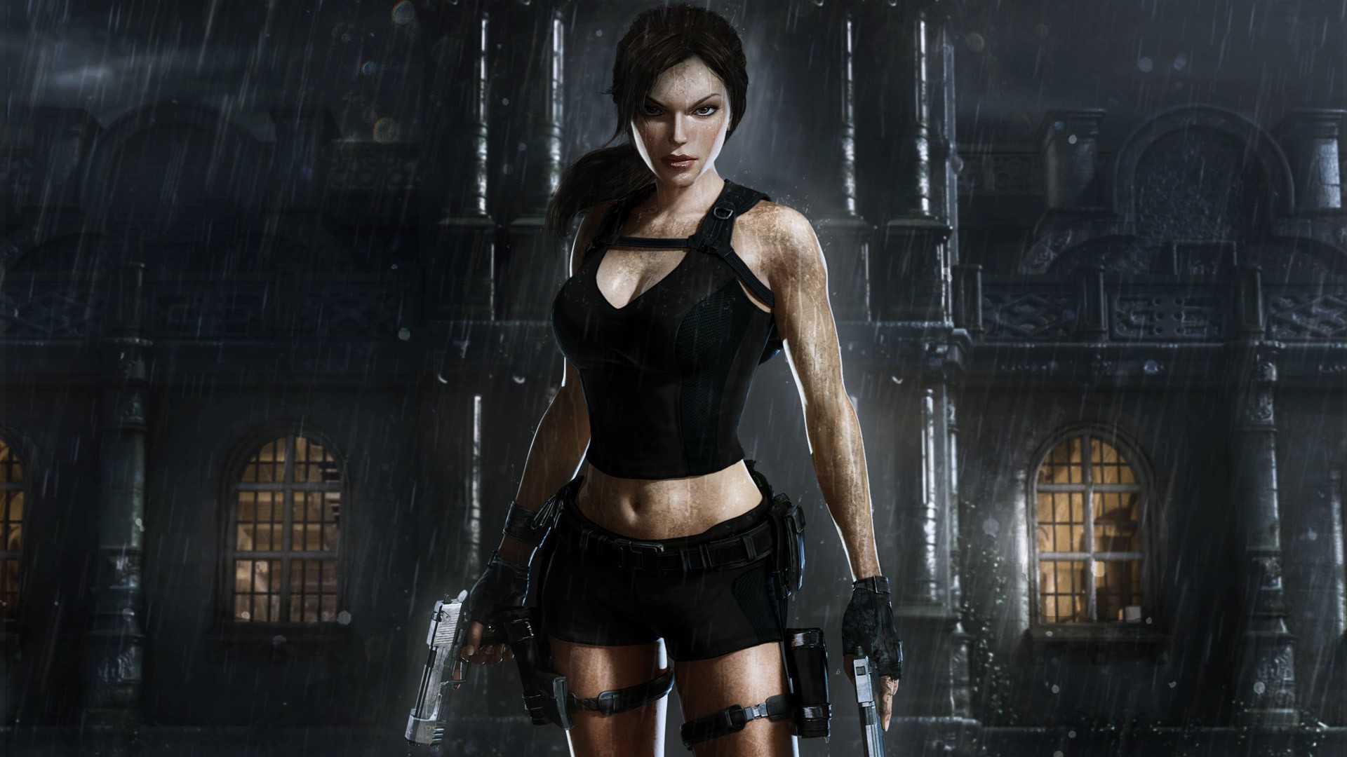 video games, rain, Tomb Raider, Lara Croft, 3D - desktop wallpaper