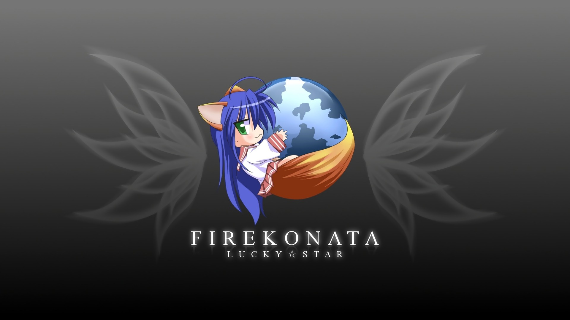 Lucky Star, school uniforms, Firefox, blue hair, simple background, Izumi Konata - desktop wallpaper