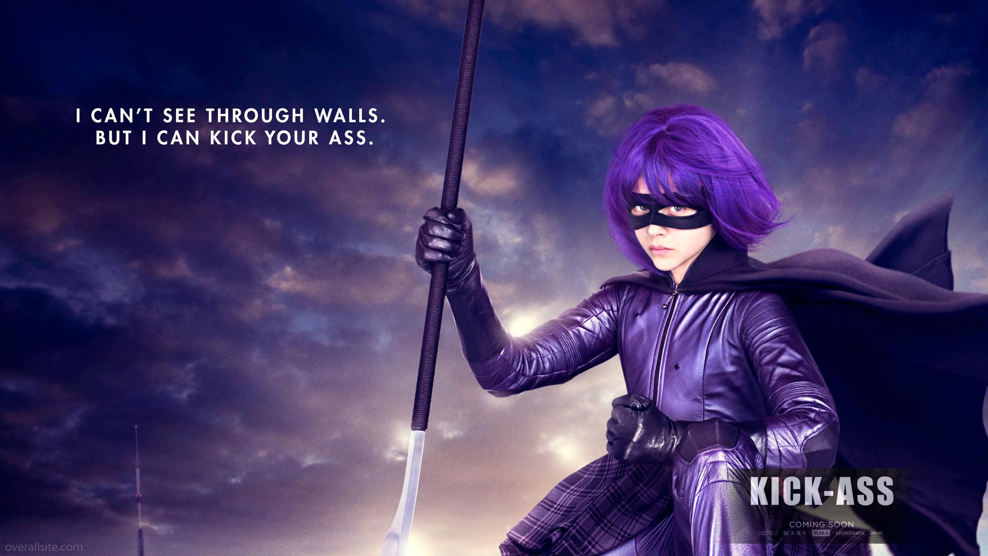 movies, purple hair, Kick-Ass, Chloe Moretz, Hit Girl, domino mask - desktop wallpaper