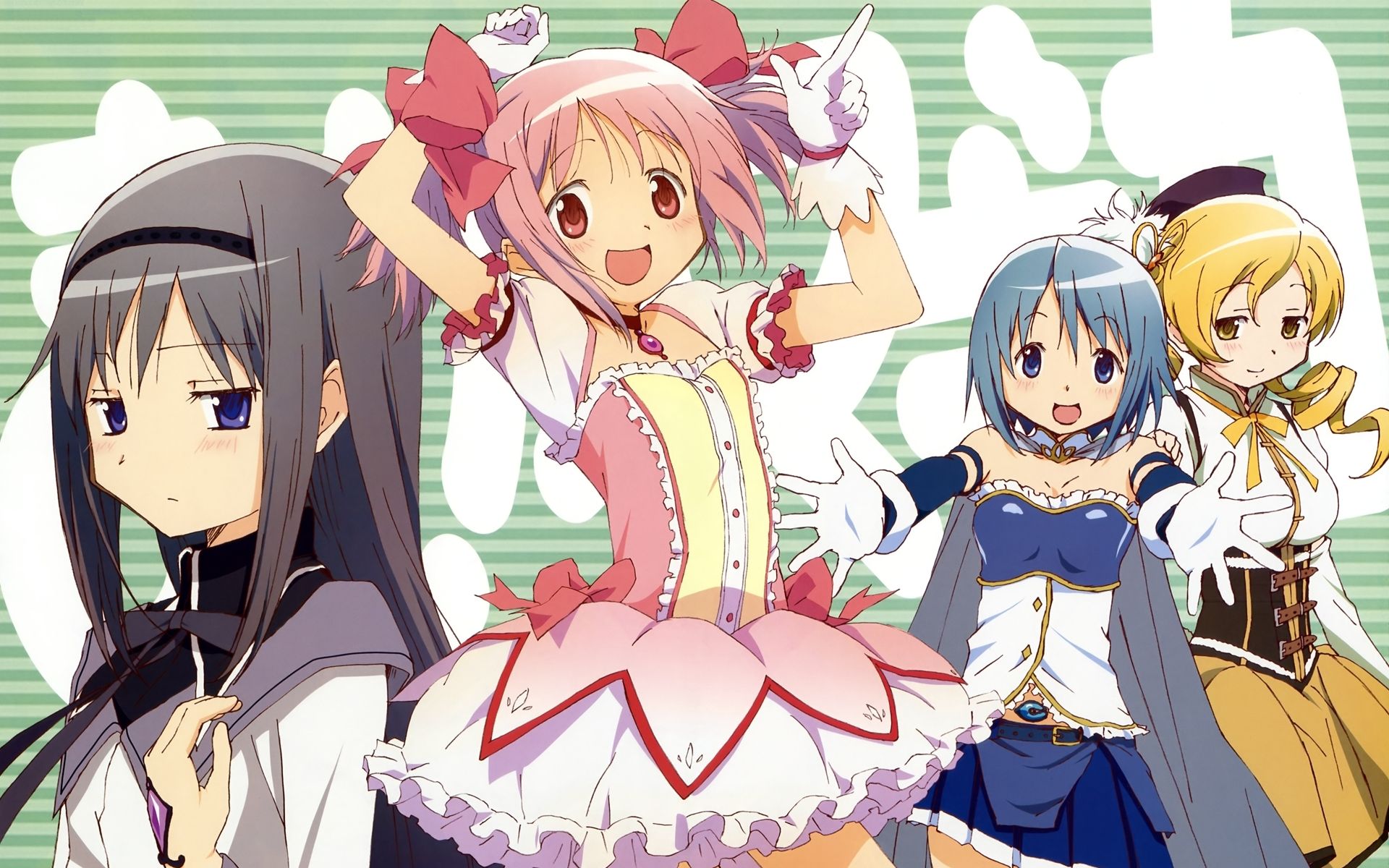 Mahou Shoujo Madoka Magica, Miki Sayaka, Tomoe Mami, Kaname Madoka, Akemi Homura - desktop wallpaper
