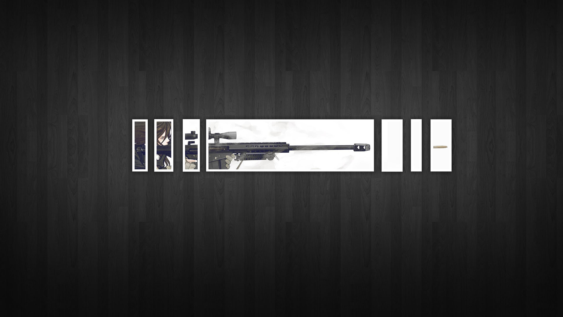 minimalistic, snipers, Gunslinger Girl, simplistic, wooden floor - desktop wallpaper