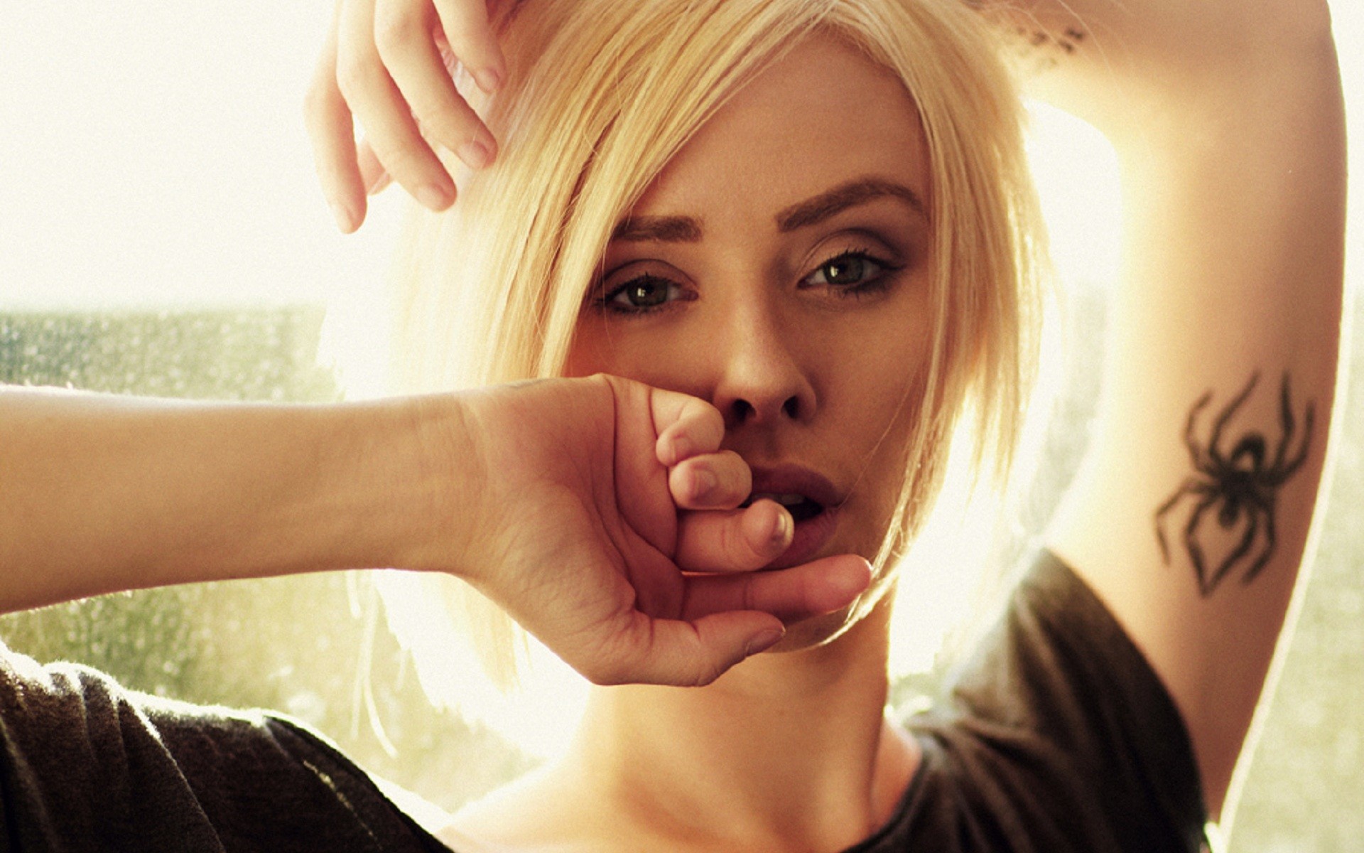 blondes, tattoos, women, models, Alysha Nett - desktop wallpaper