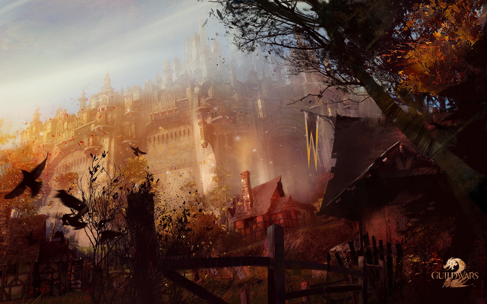 video games, castles, artwork, MMORPG, Guild Wars 2 - desktop wallpaper