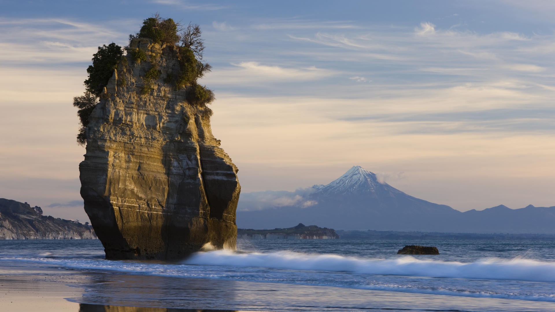 water, mountains, landscapes, waves, rocks, shore, beaches - desktop wallpaper