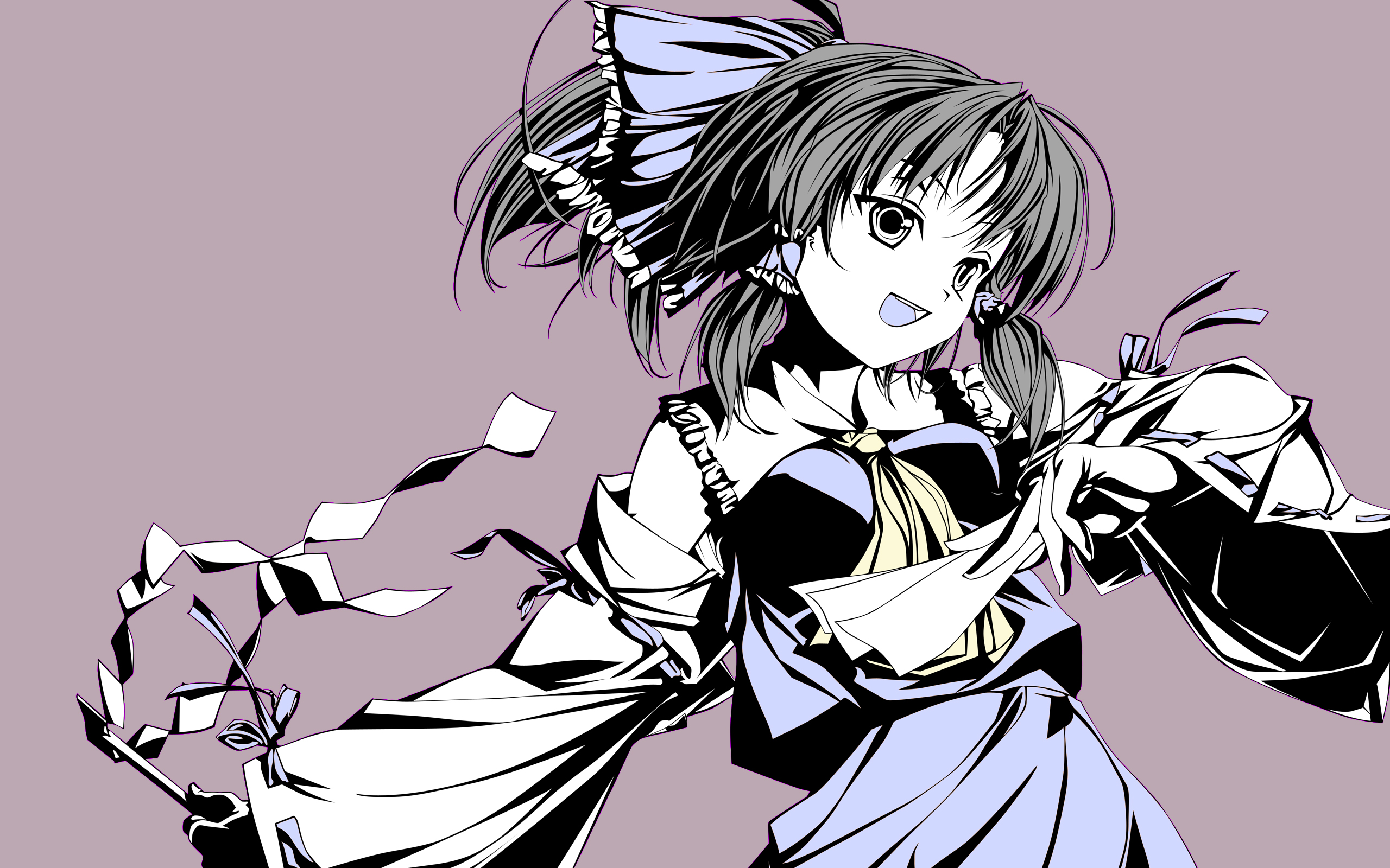 video games, Touhou, Miko, Hakurei Reimu, simple background, detached sleeves, Player 2 - desktop wallpaper